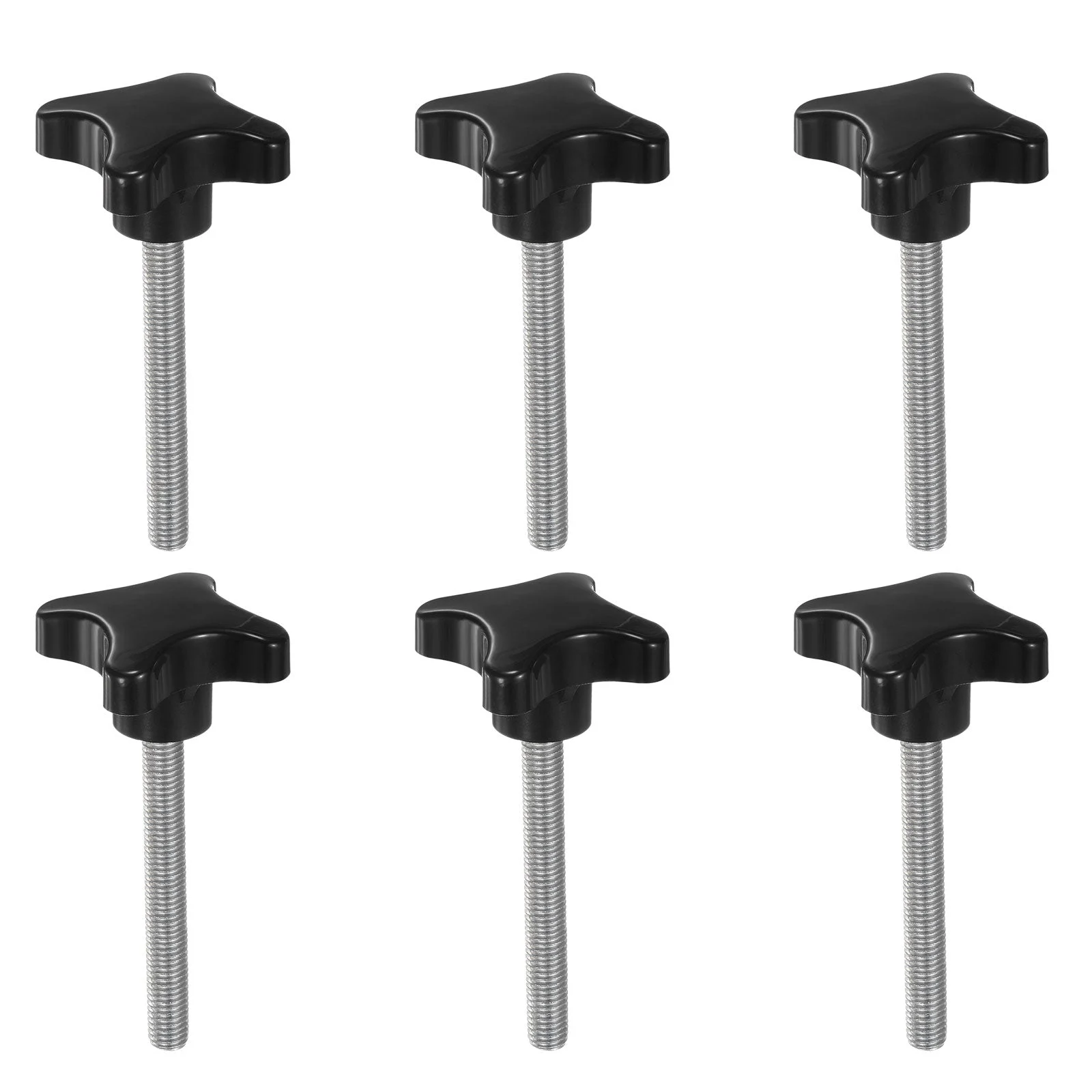 6pcs Star Knob M10 x 80mm Metric Threaded Stud 60mm 4-Point Head Clamping Screws