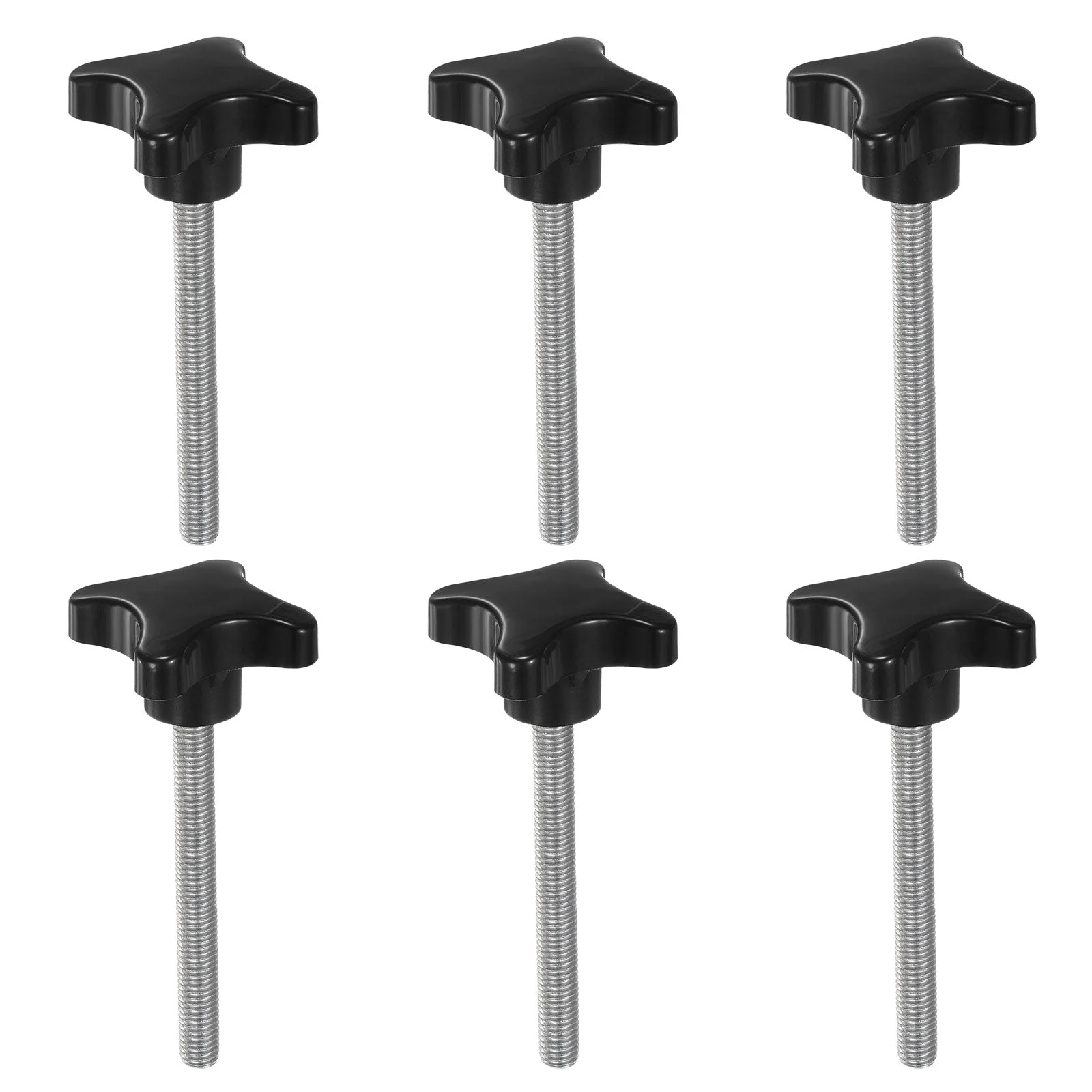 6pcs Star Knob M10 x 90mm Metric Threaded Stud 60mm 4-Point Head Clamping Screws