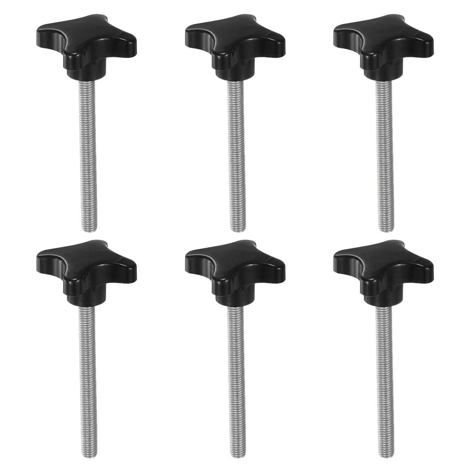 6pcs Star Knob M10 x 100mm Metric Threaded Stud 60mm 4-Point Head Clamping Screw