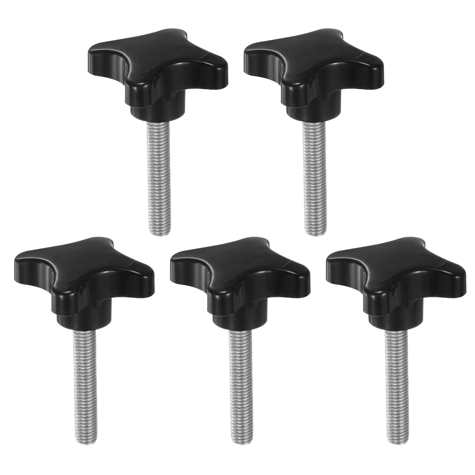 5pcs Star Knob M10 x 55mm Metric Threaded Stud 60mm 4-Point Head Clamping Screws