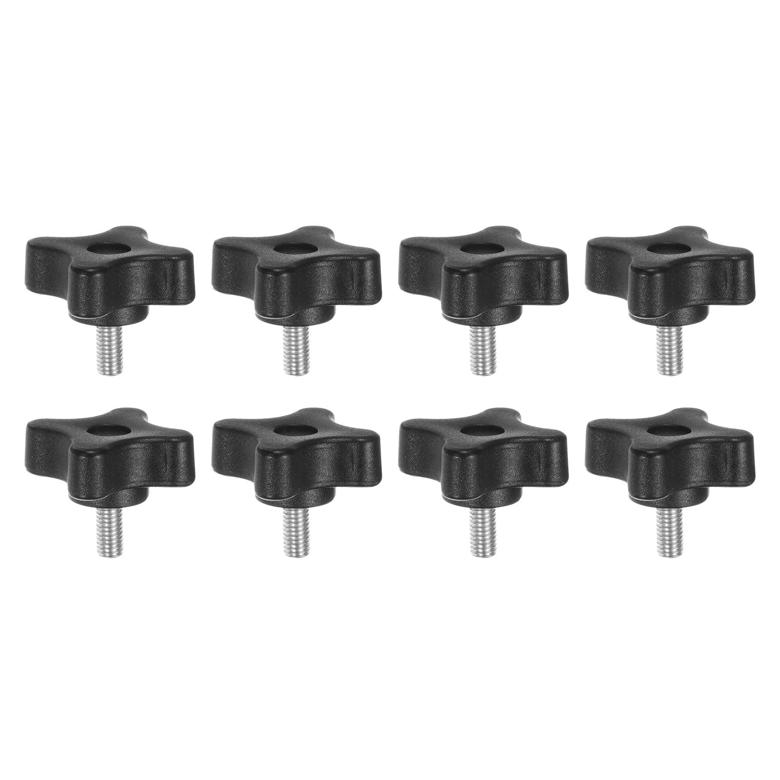 8pcs Star Knobs M5 x 12mm Metric Threaded Stud 32mm 4-Point Head Clamping Screws