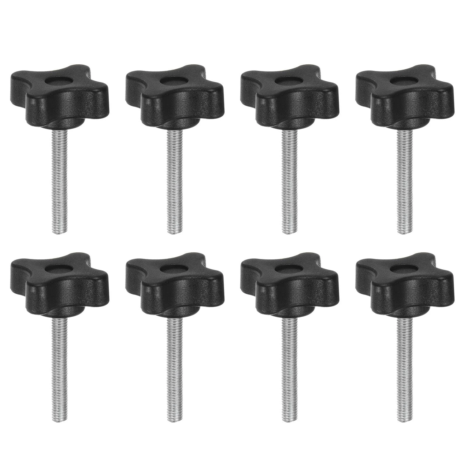 8pcs Star Knobs M5 x 35mm Metric Threaded Stud 32mm 4-Point Head Clamping Screws