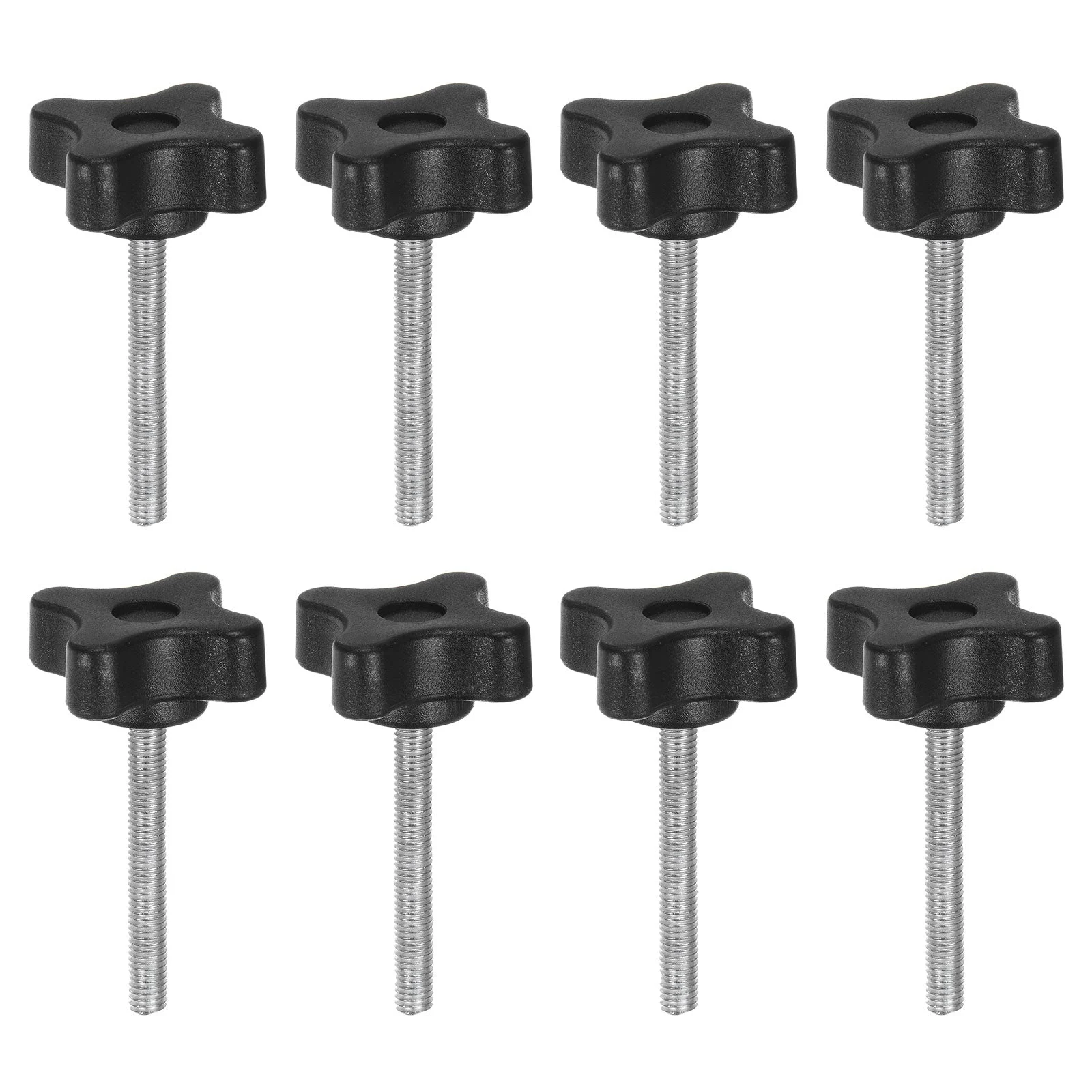 8pcs Star Knobs M5 x 40mm Metric Threaded Stud 32mm 4-Point Head Clamping Screws