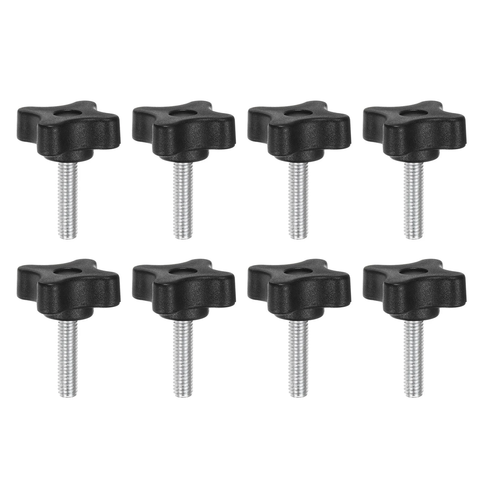 8pcs Star Knobs M6 x 25mm Metric Threaded Stud 32mm 4-Point Head Clamping Screws