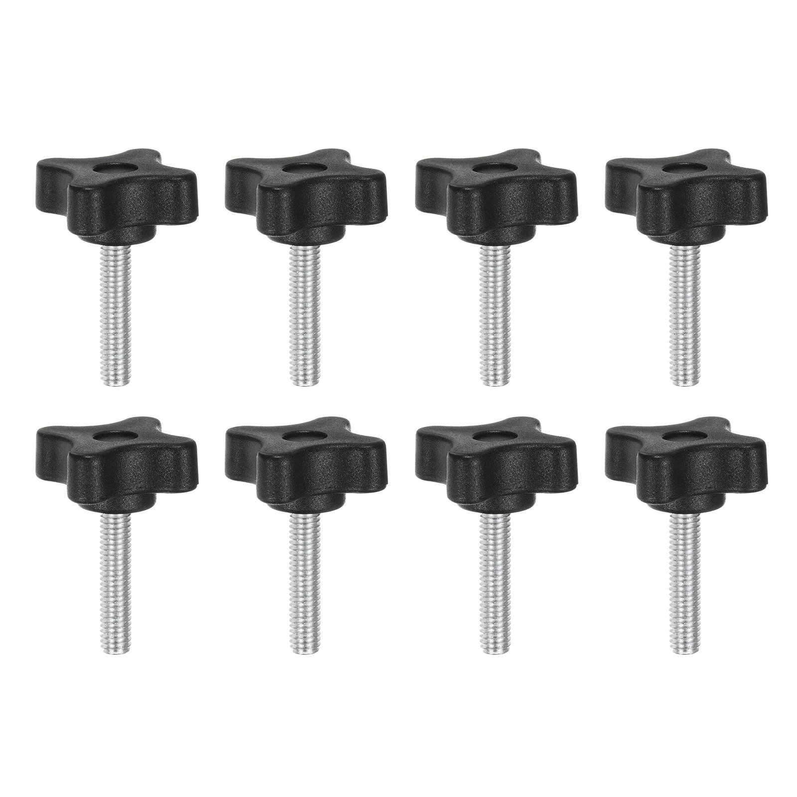 8pcs Star Knobs M6 x 30mm Metric Threaded Stud 32mm 4-Point Head Clamping Screws
