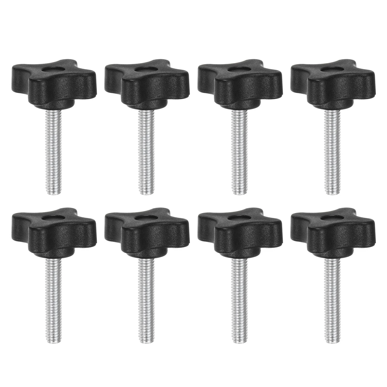 8pcs Star Knobs M6 x 35mm Metric Threaded Stud 32mm 4-Point Head Clamping Screws