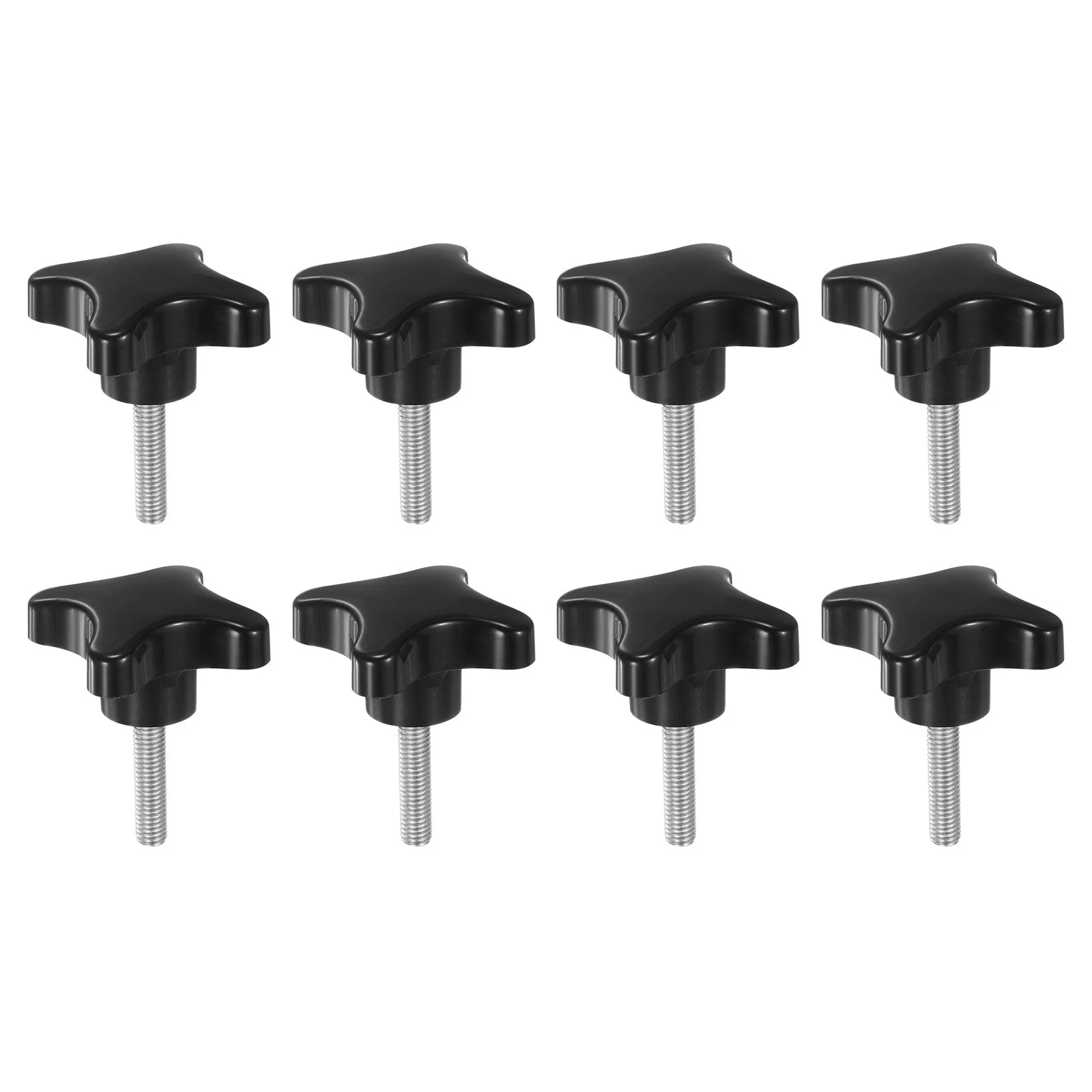 8pcs Star Knobs M8 x 35mm Metric Threaded Stud 60mm 4-Point Head Clamping Screws