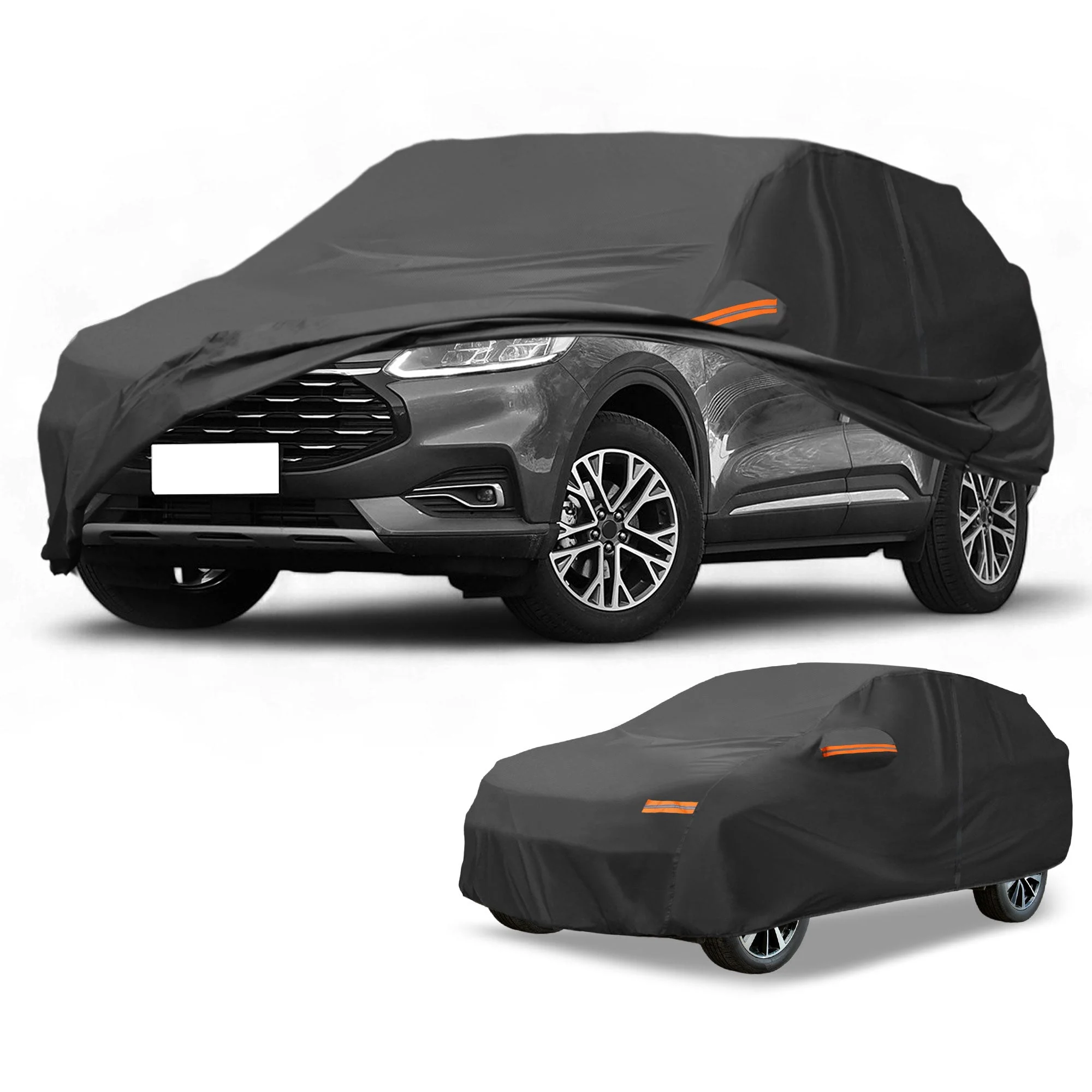 Car Cover Waterproof All Weather Sun Rain Protection Full Exterior Cover for Ford Escape Black with Left Side Zippers