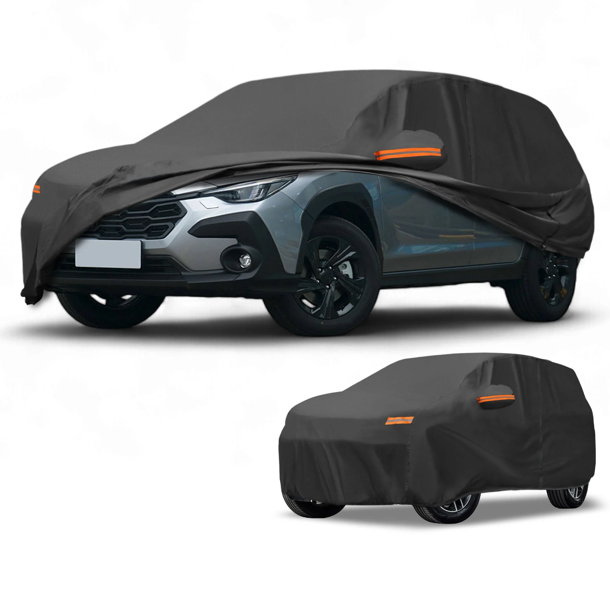 Car Cover Waterproof All Weather Sun Rain Protection Full Exterior Cover for Subaru Crosstrek Black with Left Side Zippers