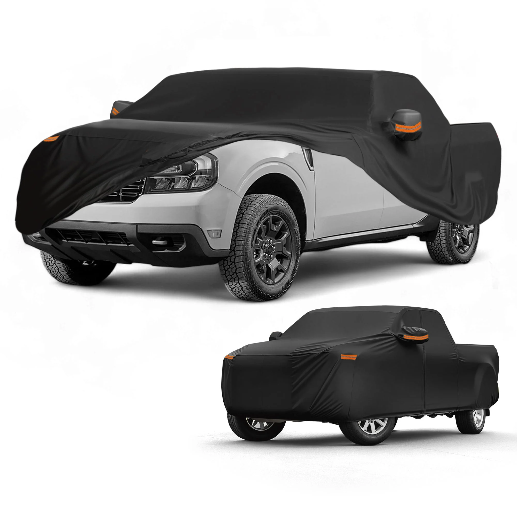Car Cover Waterproof All Weather Sun Rain Protection Full Exterior Cover for Ford Maverick Black with Left Side Zippers