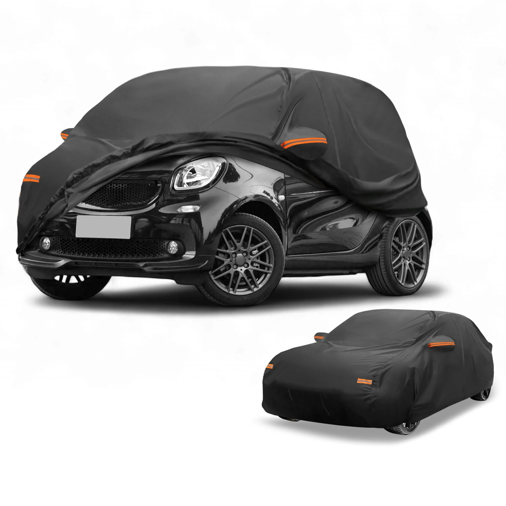 Car Cover Waterproof All Weather Sun Rain Protection Full Exterior Cover for Kia Forte Black with Left Side Zippers