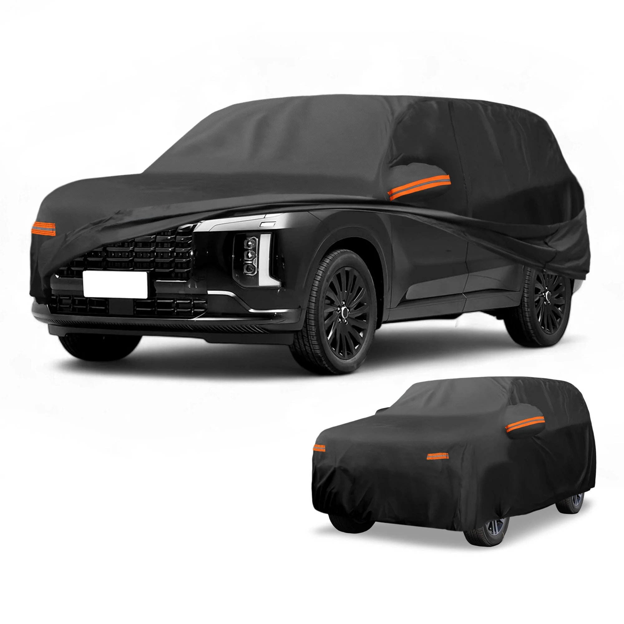 Car Cover All Weather for Hyundai Palisade Black 190T-PU with Left Zipper