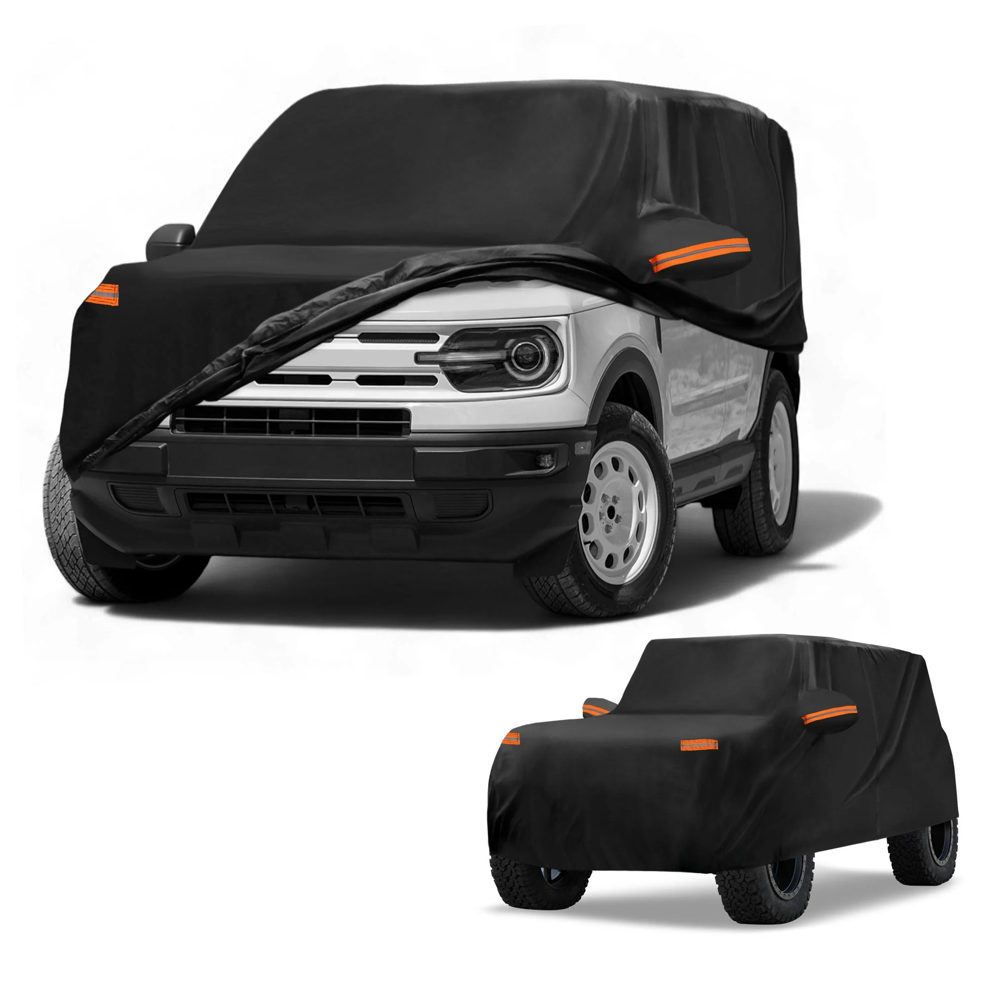 Car Cover All Weather for Ford Bronco Sport Black 190T-PU with Left Zipper