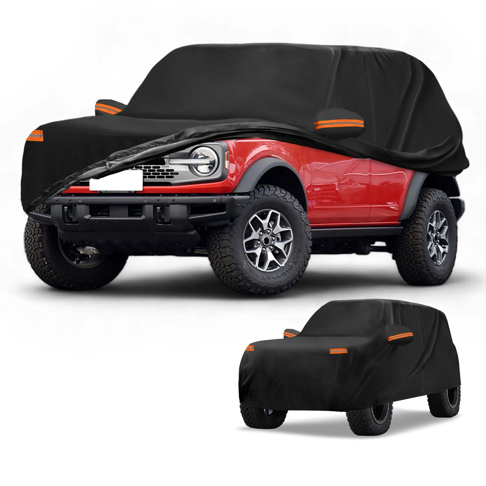 Car Cover Waterproof All Weather Sun Rain Protection Full Exterior Cover for Ford Bronco Black with Left Side Zippers
