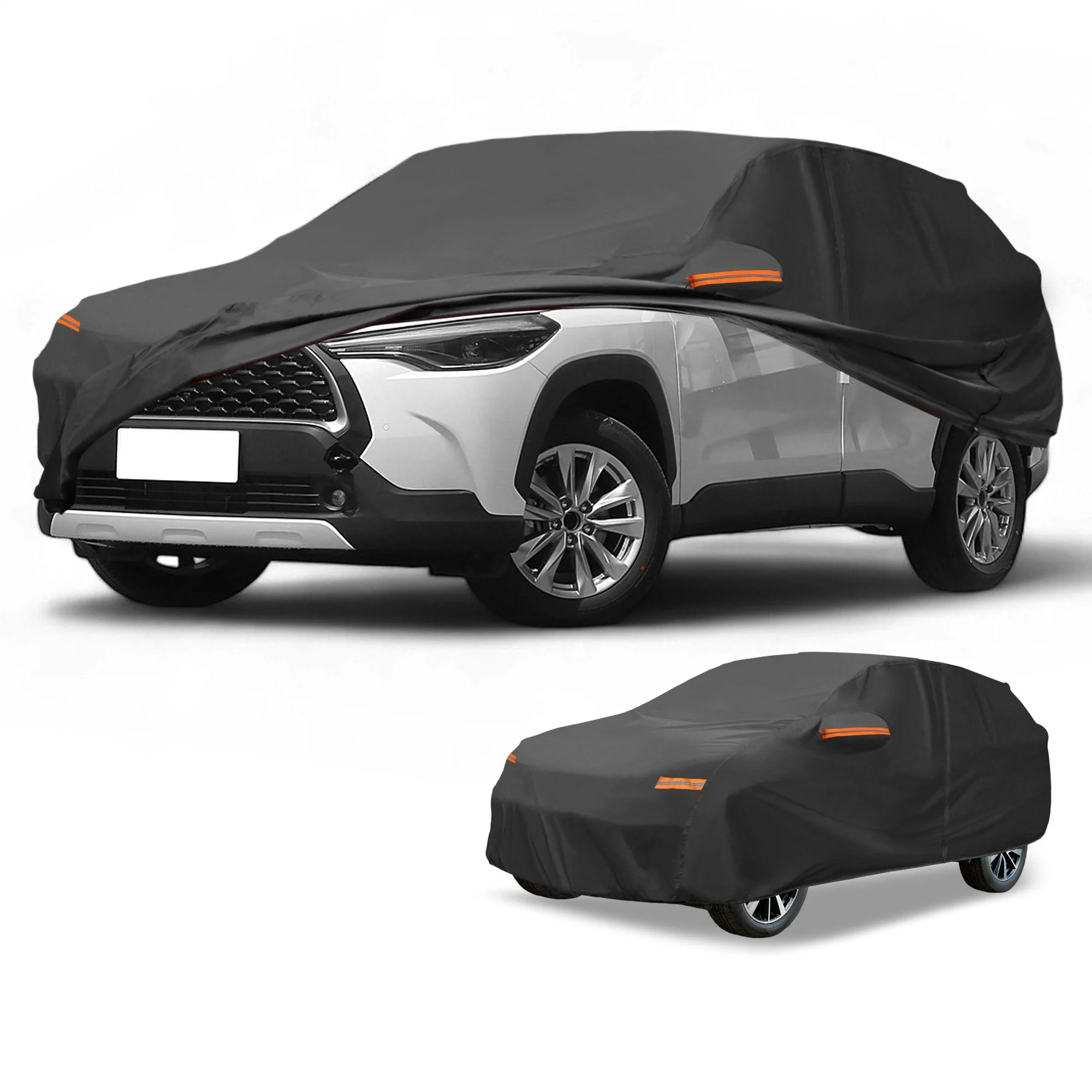 Car Cover Waterproof All Weather Sun Rain Protection Full Exterior Cover for Toyota Corolla Cross Black with Left Side Zippers