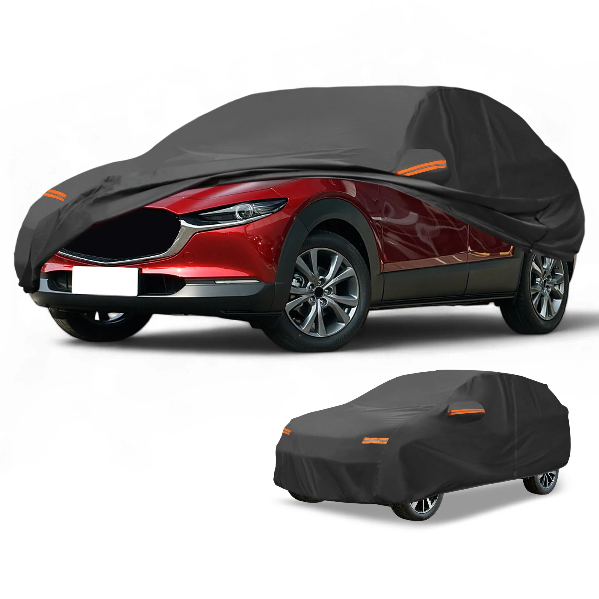 Car Cover Waterproof All Weather Sun Rain Protection Full Exterior Cover for Mazda CX-30 Black with Left Side Zippers