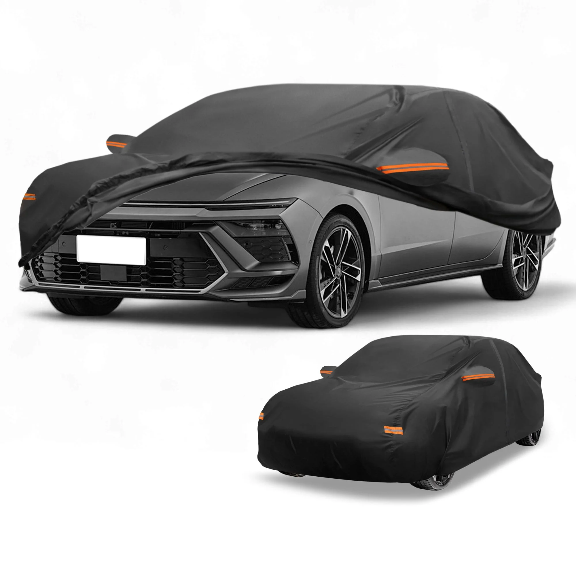 Car Cover Waterproof All Weather Sun Rain Protection Full Exterior Cover for Hyundai Sonata Black with Left Side Zippers