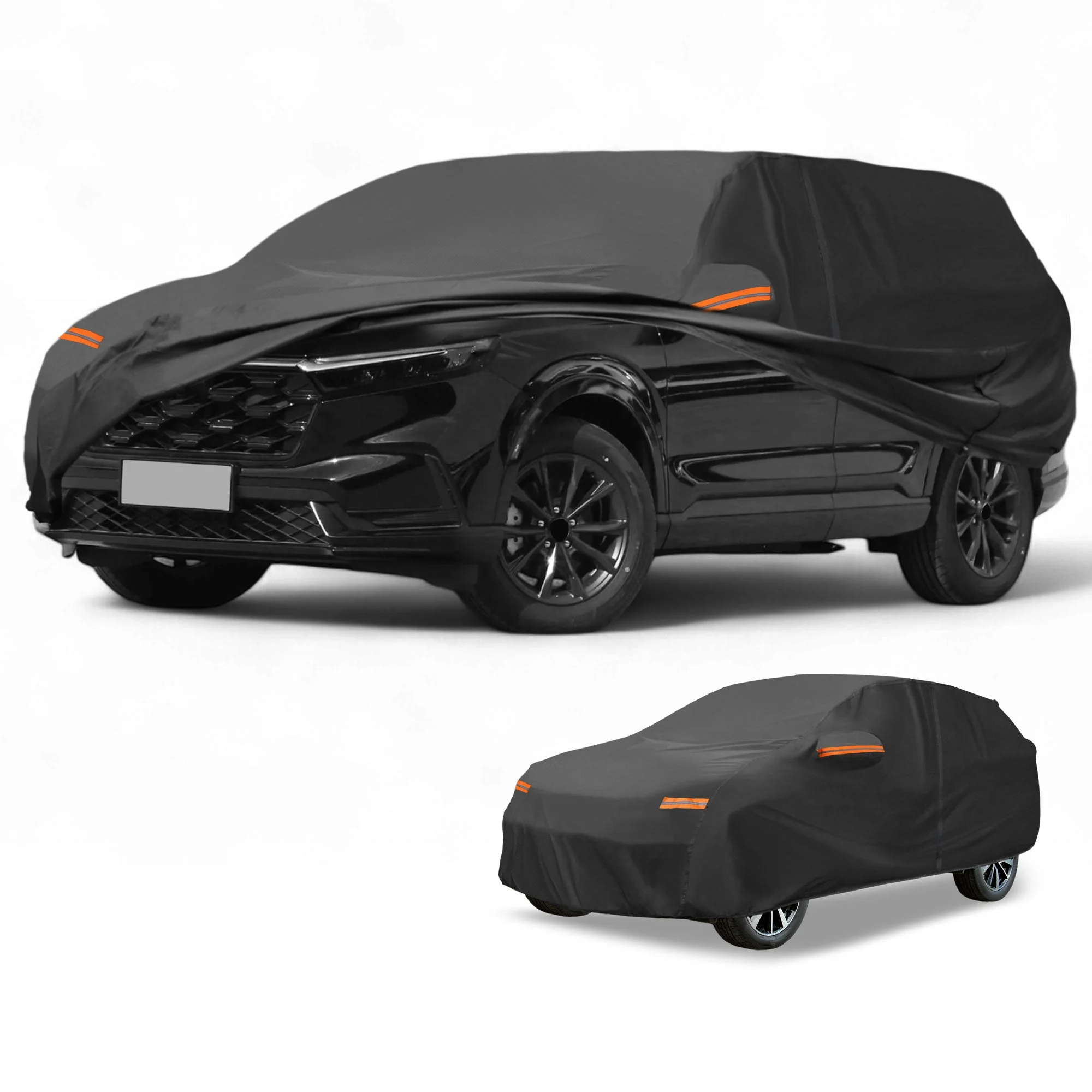 Car Cover Waterproof All Weather Sun Rain Protection Full Exterior Cover for Honda CRV 7-Seater Black with Left Side Zippers