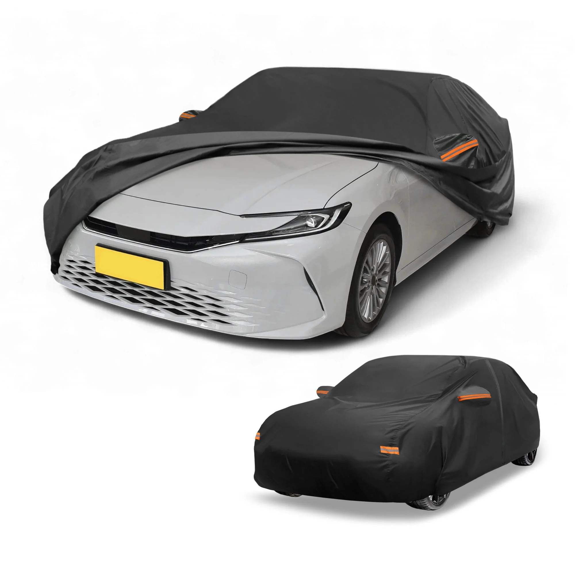 Car Cover Waterproof All Weather Sun Rain Protection Full Exterior Cover for Toyota Camry Black with Left Side Zippers