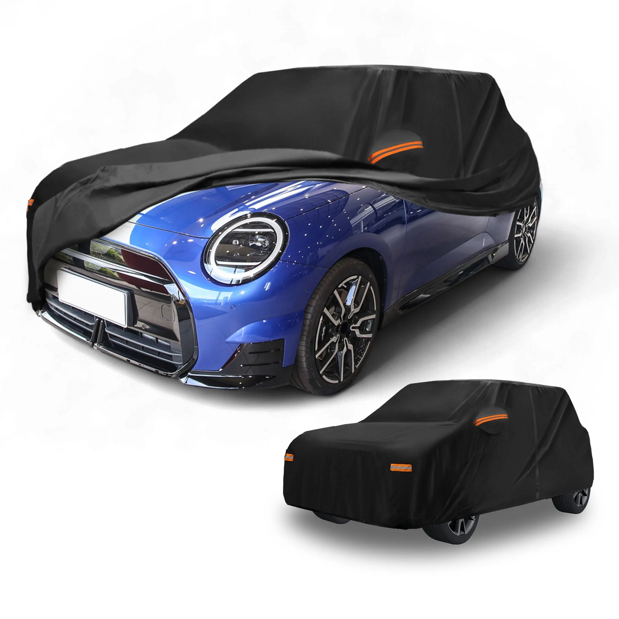 Car Cover Waterproof All Weather Sun Rain Protection Full Exterior Cover for Mini Cooper 2DR Black with Left Side Zippers