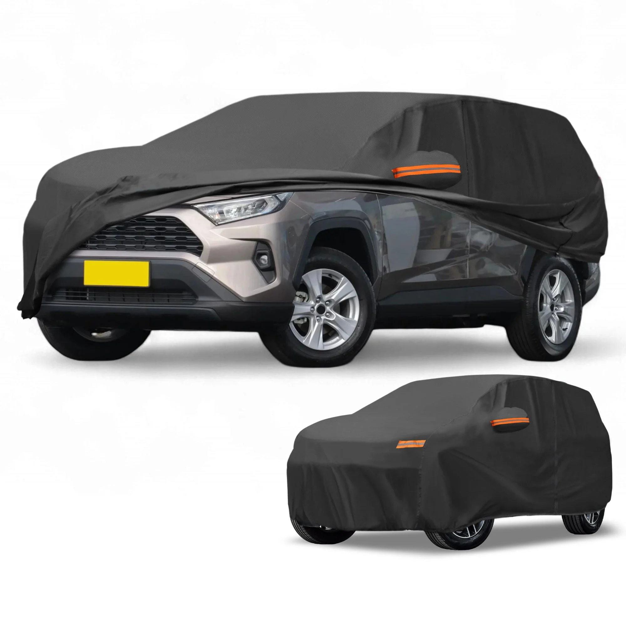 Car Cover All Weather for Toyota RAV4 Black 190T-PU with Left Zipper