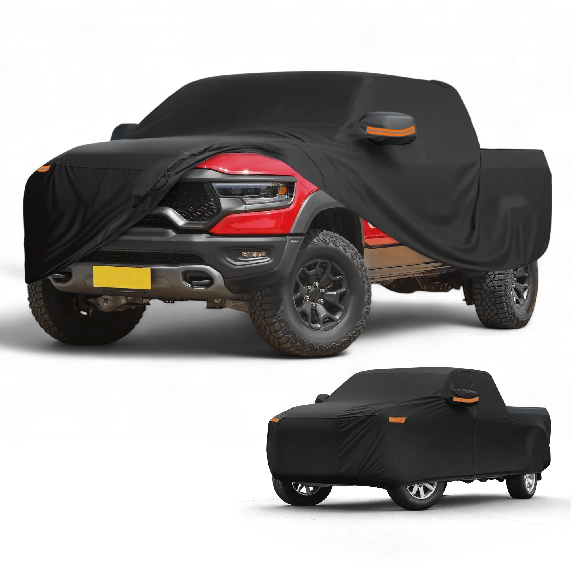 Car Cover Waterproof All Weather Sun Rain Protection Full Exterior Cover for Dodge for Ram Black with Left Side Zippers