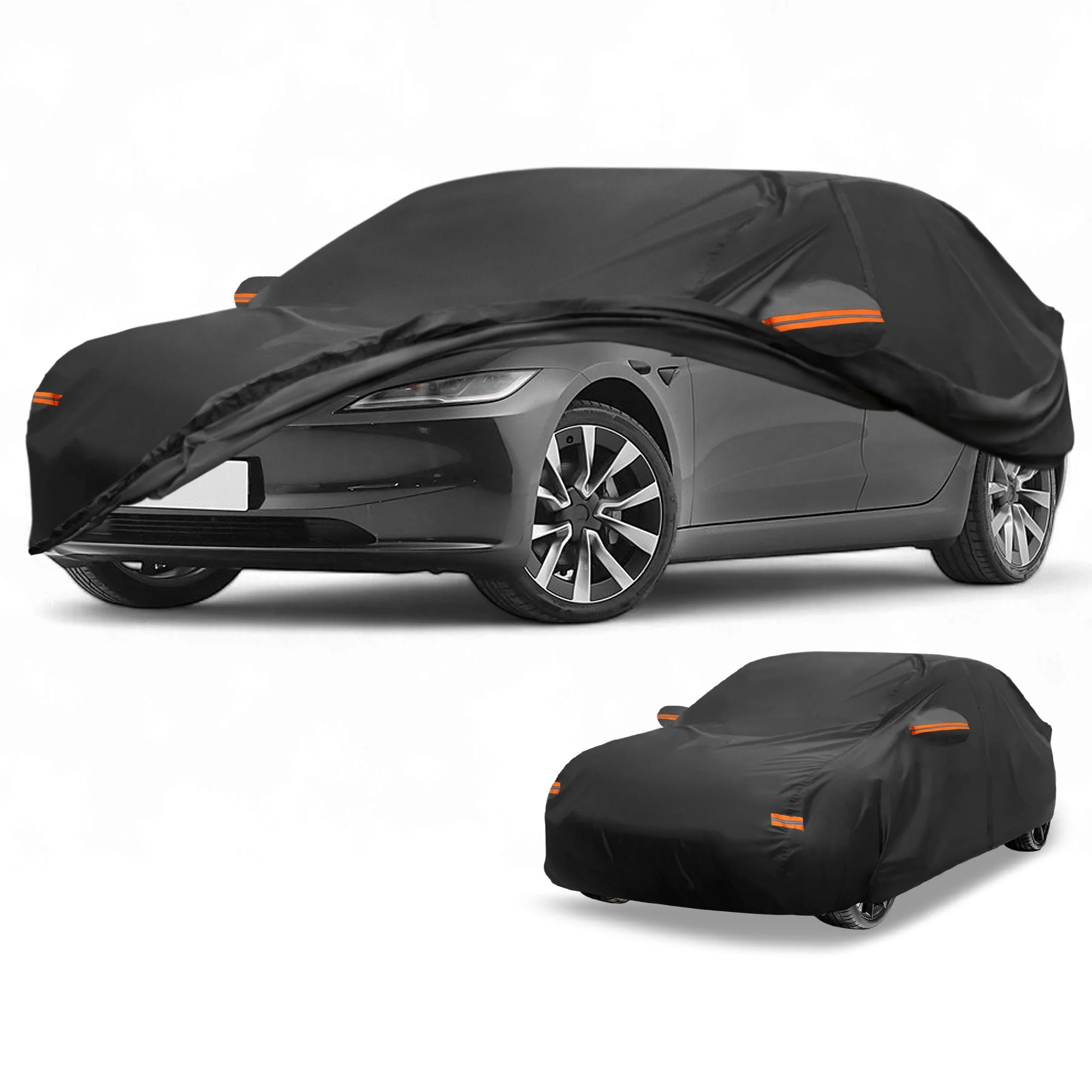 Car Cover All Weather for Tesla Model 3 Black 190T-PU with Left Zipper