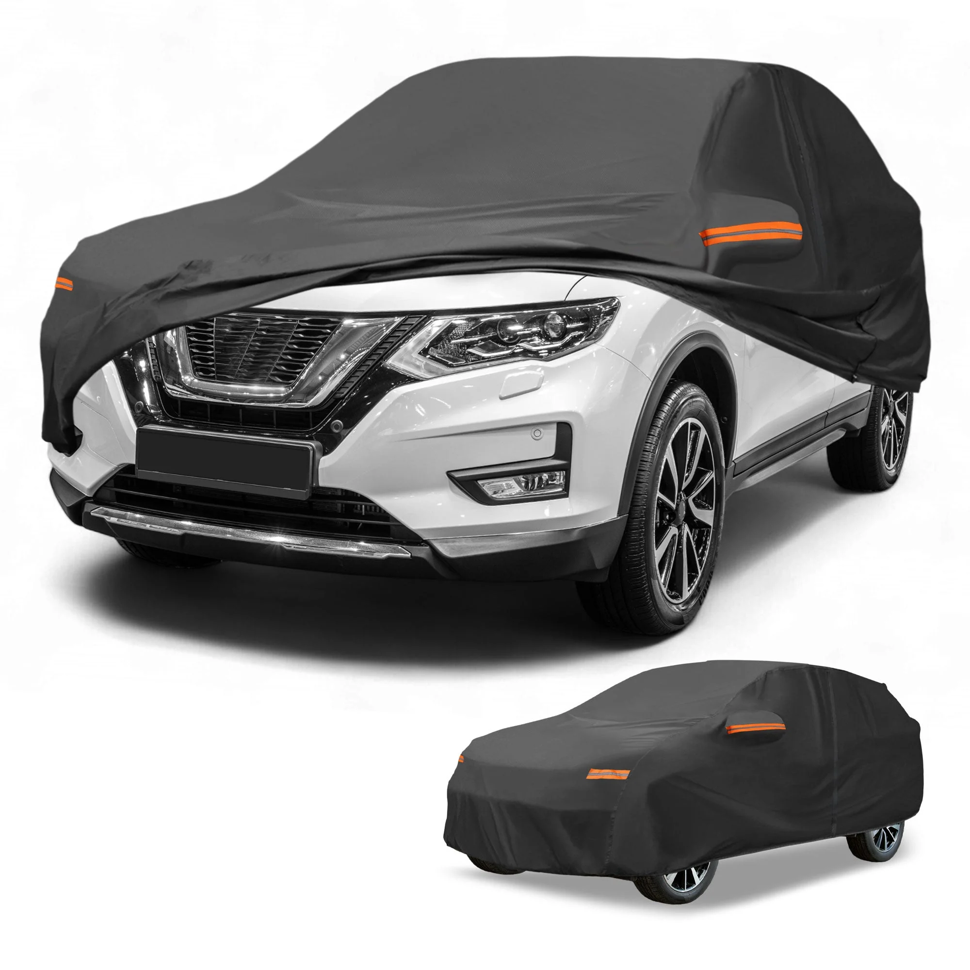 Car Cover All Weather for Nissan X-TRAIL Black 190T-PU with Left Zipper