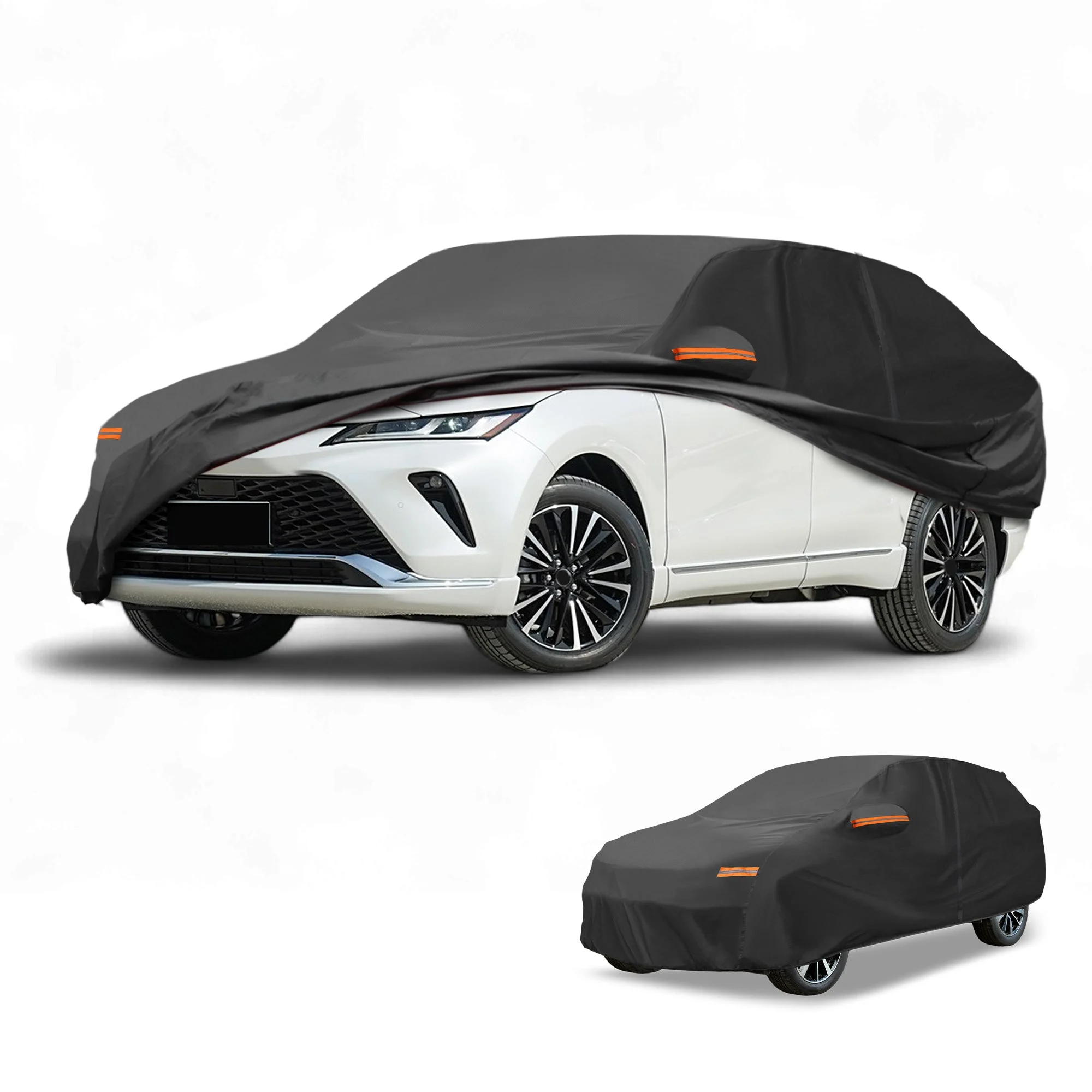 Car Cover Waterproof All Weather Sun Rain Protection Full Exterior Cover for Toyota Venza 190T-PU Black with Left Side Zippers