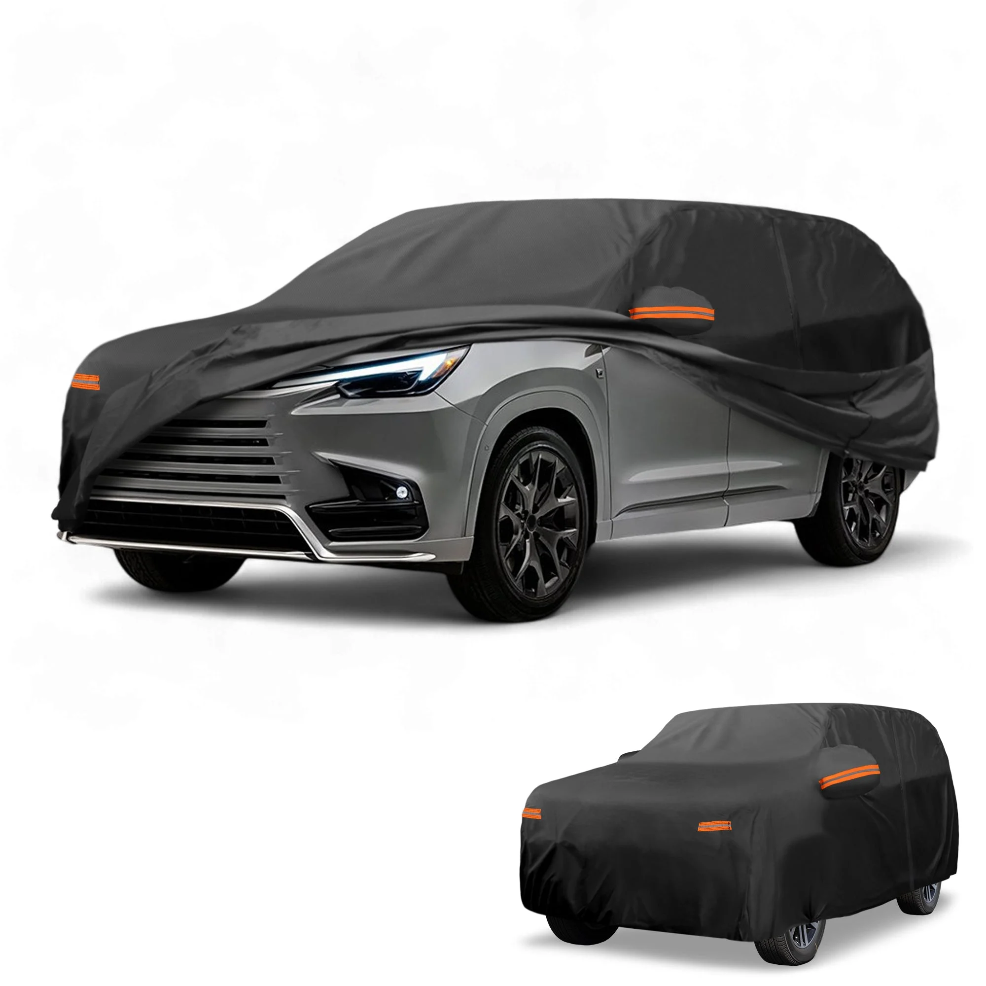 Car Cover Waterproof All Weather Sun Rain Protection Full Exterior Cover for Lexus TX 190T-PU Black with Left Side Zippers