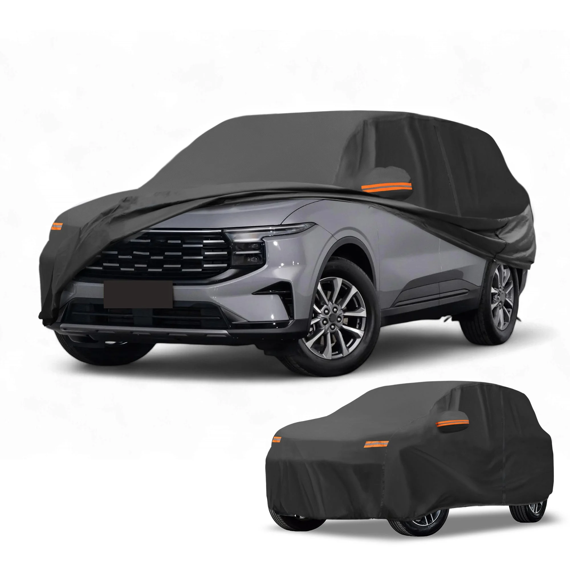Car Cover Waterproof All Weather Sun Rain Protection Full Exterior Cover for Ford Edge 190T-PU Black with Left Side Zippers