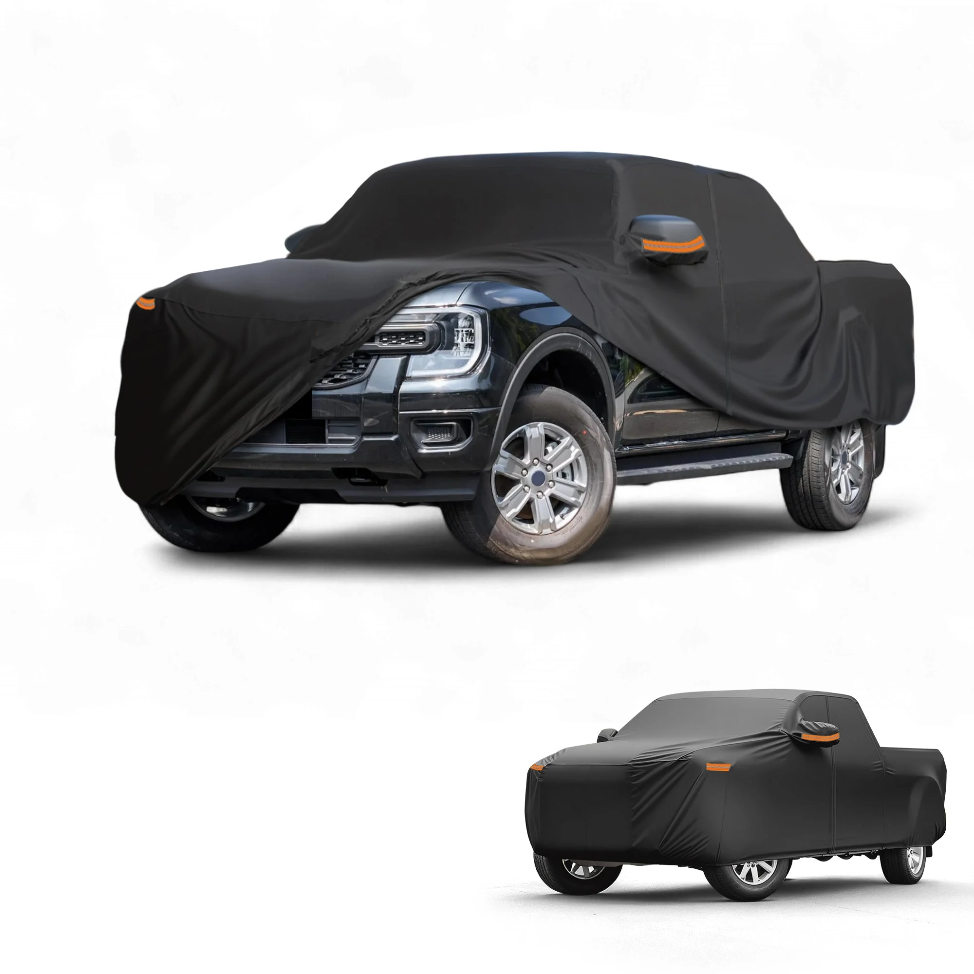 Car Cover Waterproof All Weather Sun Rain Protection Full Exterior Cover for Ford for Ranger 190T-PU Black with Left Side Zippers