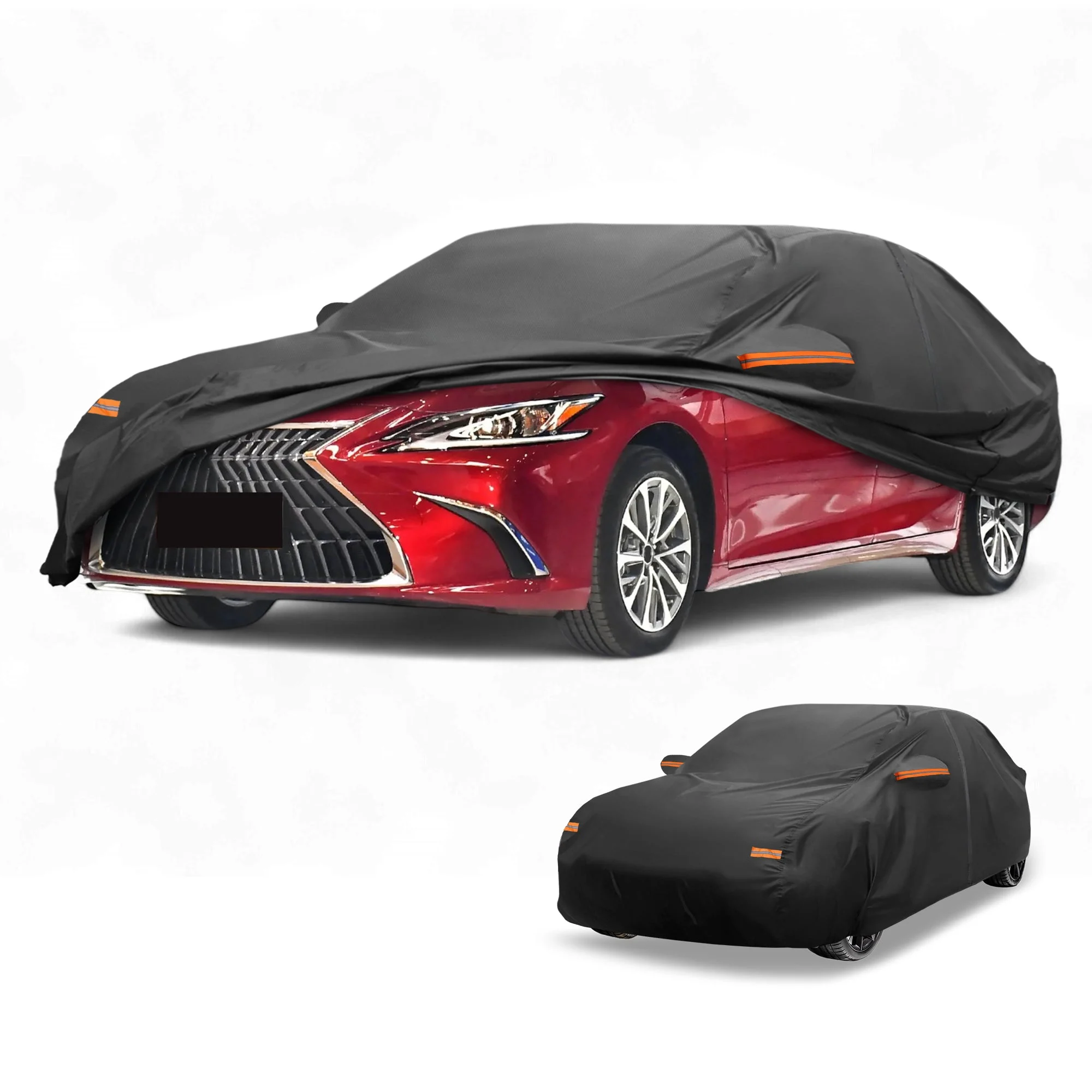 Car Cover Waterproof All Weather Sun Rain Protection Full Exterior Cover for Lexus ES Sedan 190T-PU Black with Left Side Zippers