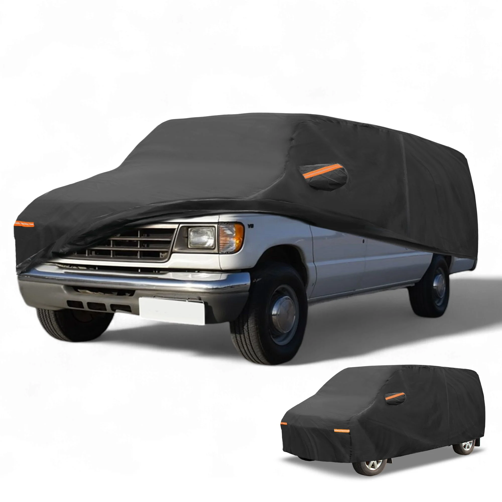 Car Cover All Weather for Ford E-Series Black 190T-PU with Left Zipper