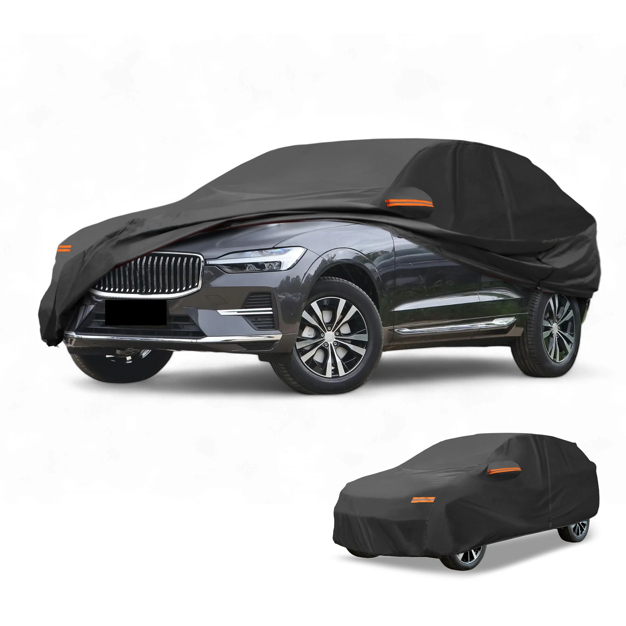 Car Cover All Weather for Volvo XC60 Black 190T-PU with Left Zipper