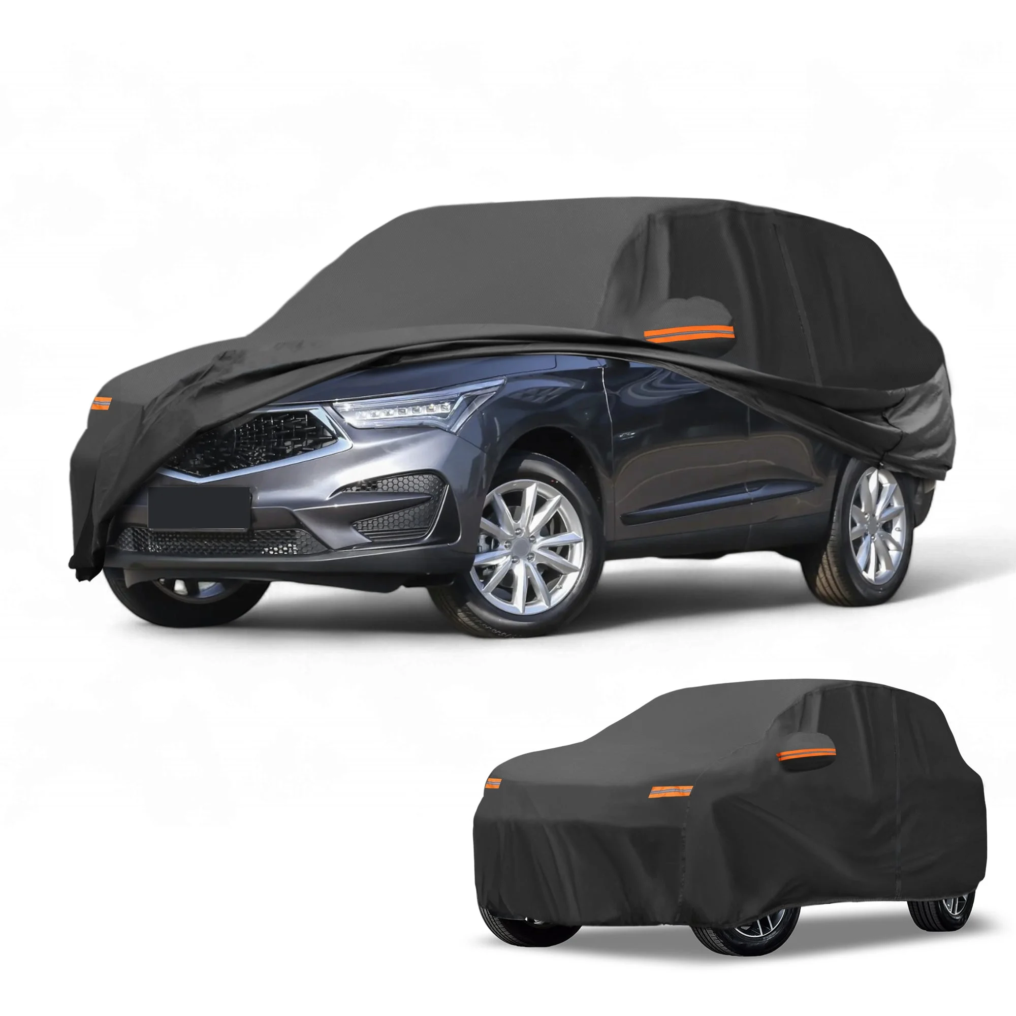 Car Cover Waterproof All Weather Sun Rain Protection Full Exterior Cover for Acura RDX 190T-PU Black with Left Side Zippers