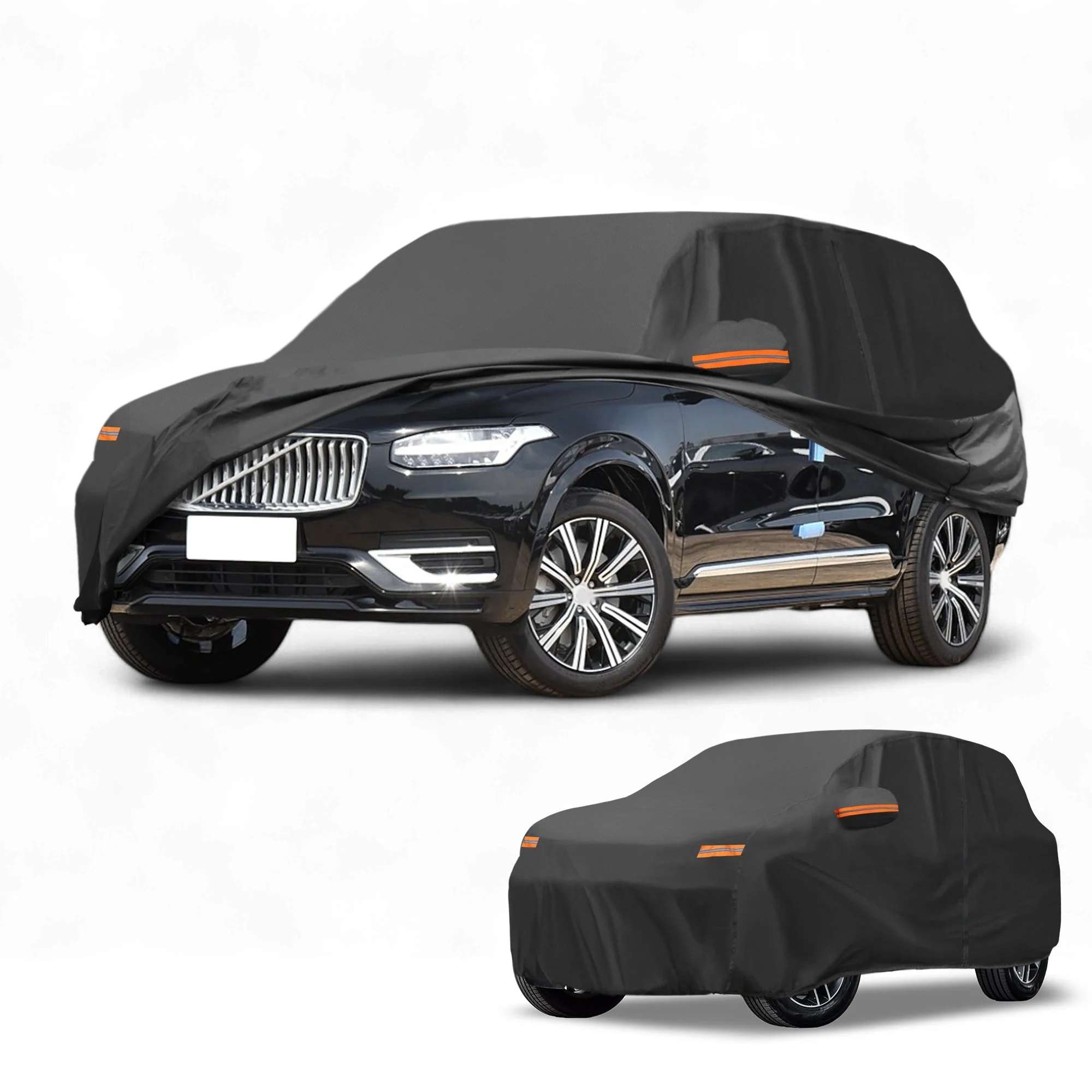 Car Cover Waterproof All Weather Sun Rain Protection Full Exterior Cover for Volvo XC90 190T-PU Black with Left Side Zippers