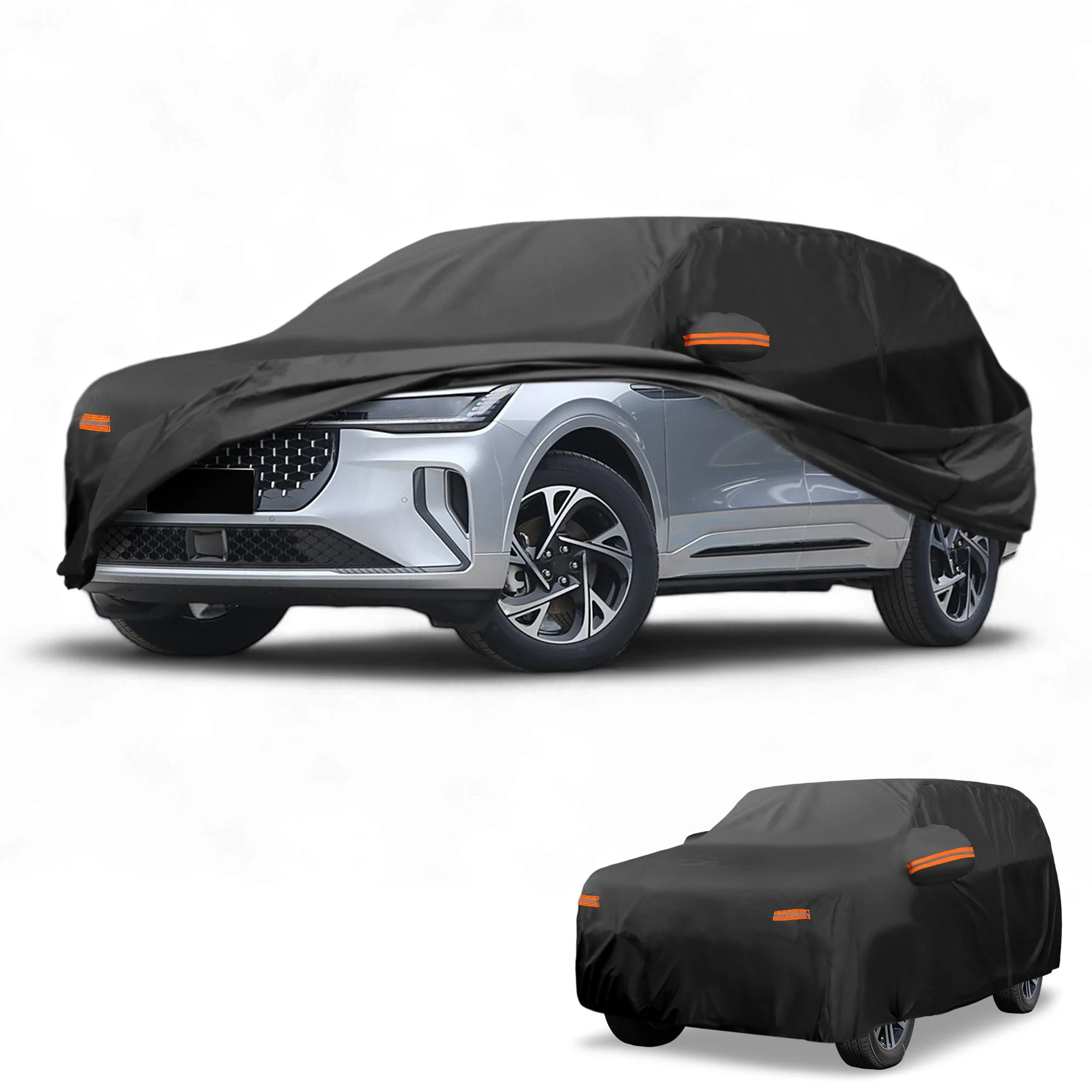 Car Cover Waterproof All Weather Sun Rain Protection Full Exterior Cover for Lincoln Nautilus 190T-PU Black with Left Side Zippers
