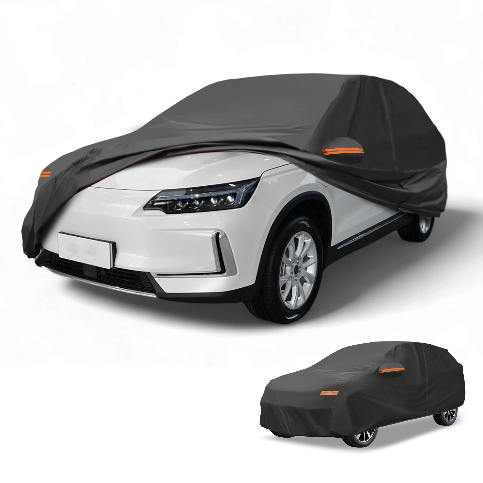 Car Cover Waterproof All Weather Sun Rain Protection Full Exterior Cover for Kia EV6 190T-PU Black with Left Side Zippers
