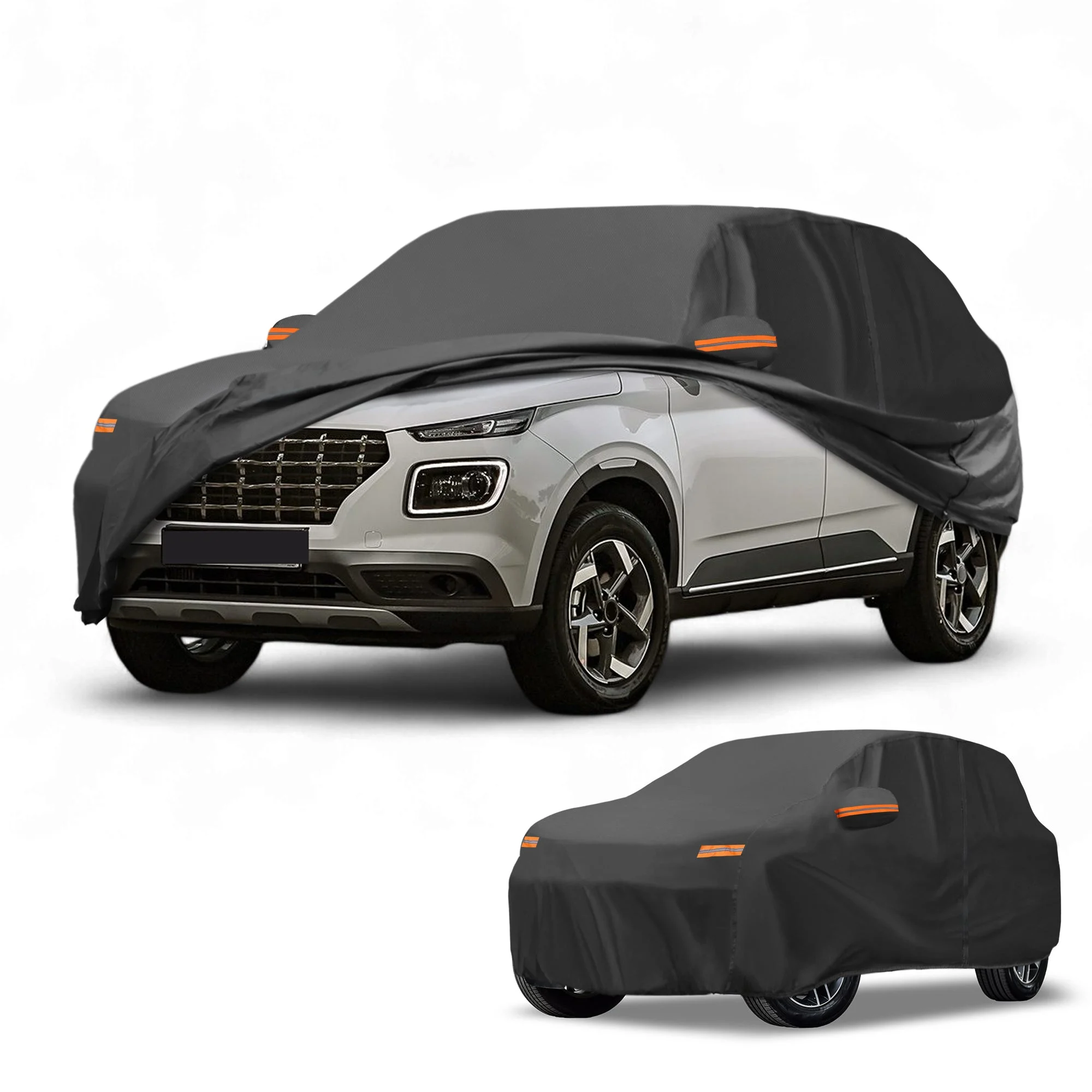 Car Cover All Weather for Hyundai Venue Black 190T-PU with Left Zipper