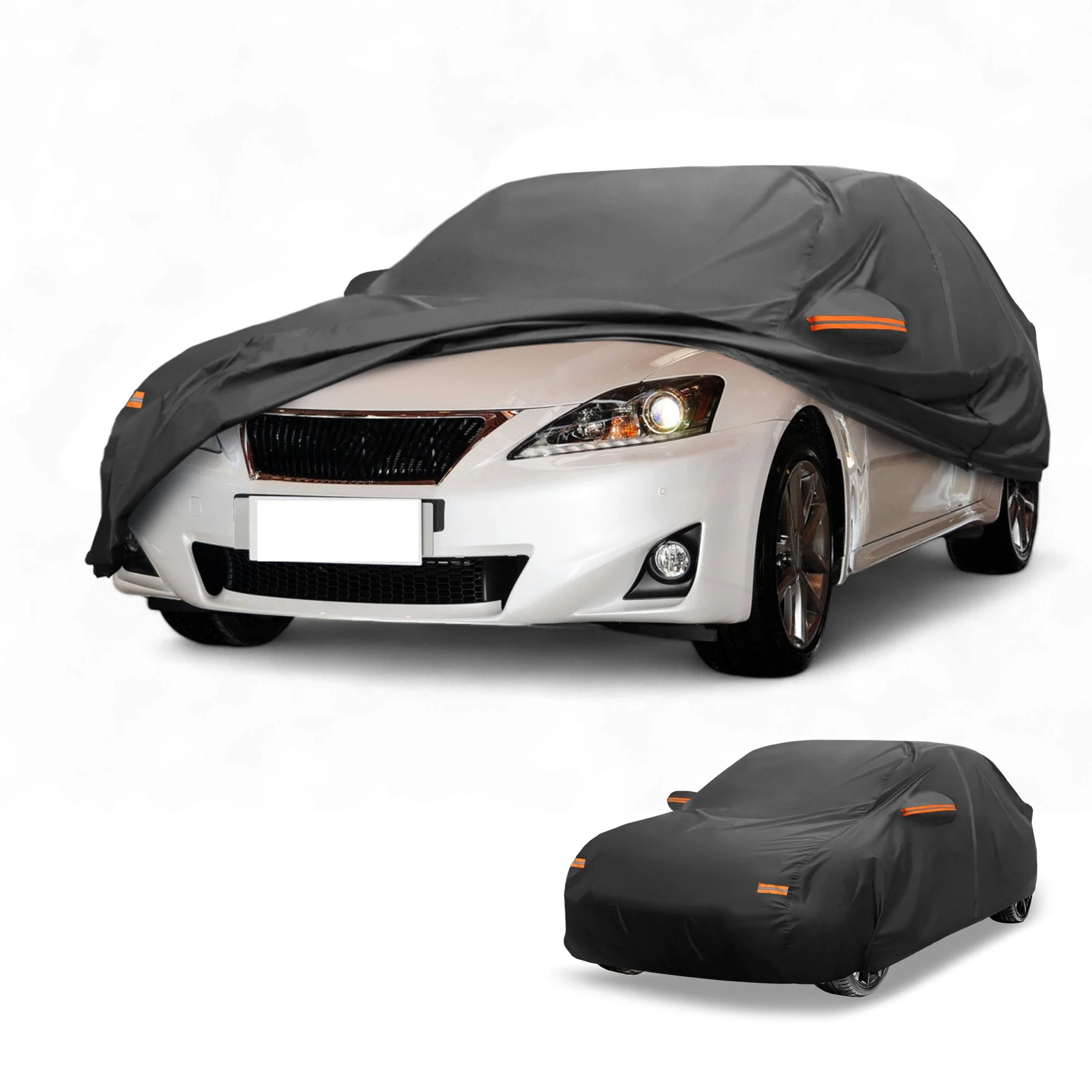 Car Cover All Weather for Lexus IS Sedan Black 190T-PU with Left Zipper