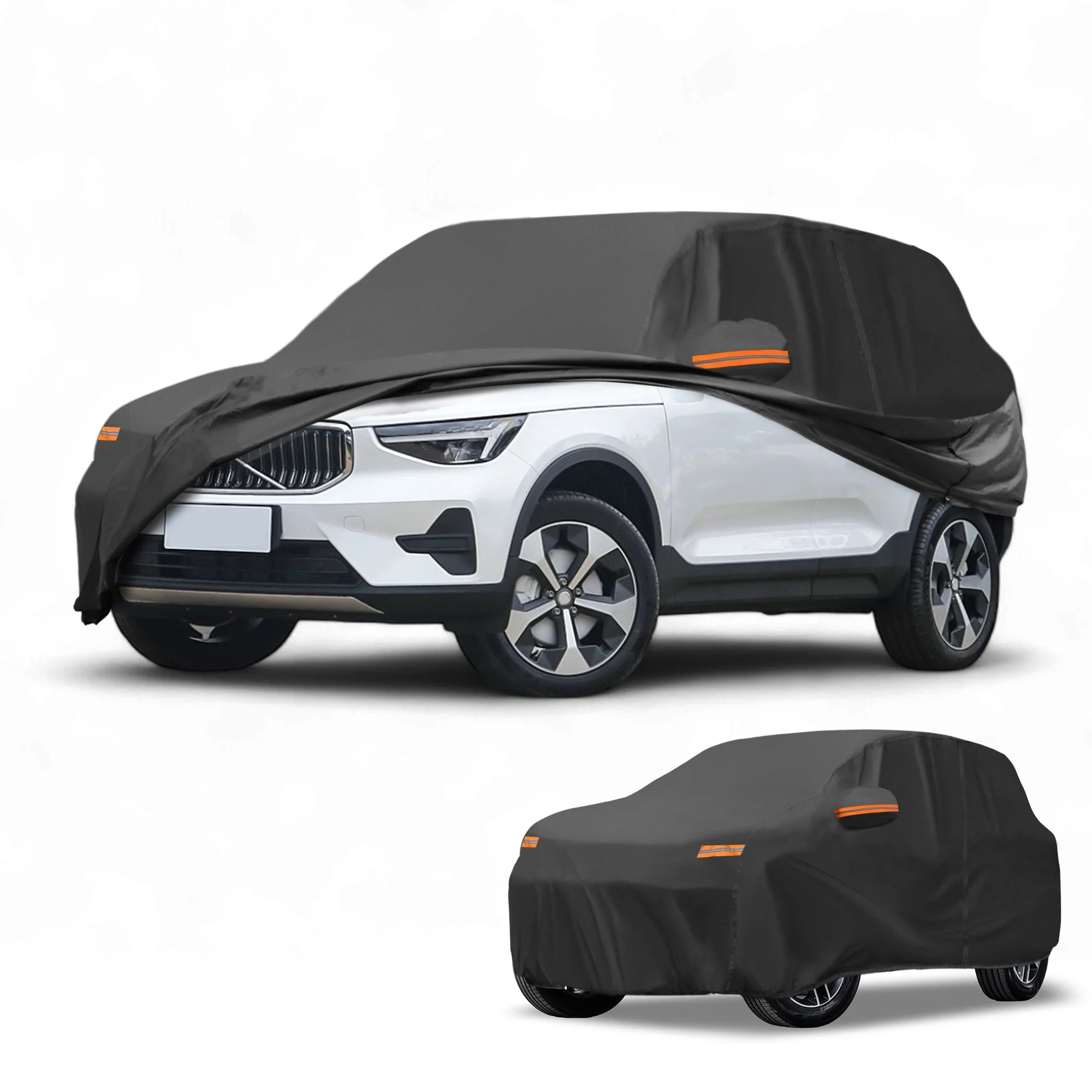 Car Cover Waterproof All Weather Sun Rain Protection Full Exterior Cover for Volvo XC40 190T-PU Black with Left Side Zippers