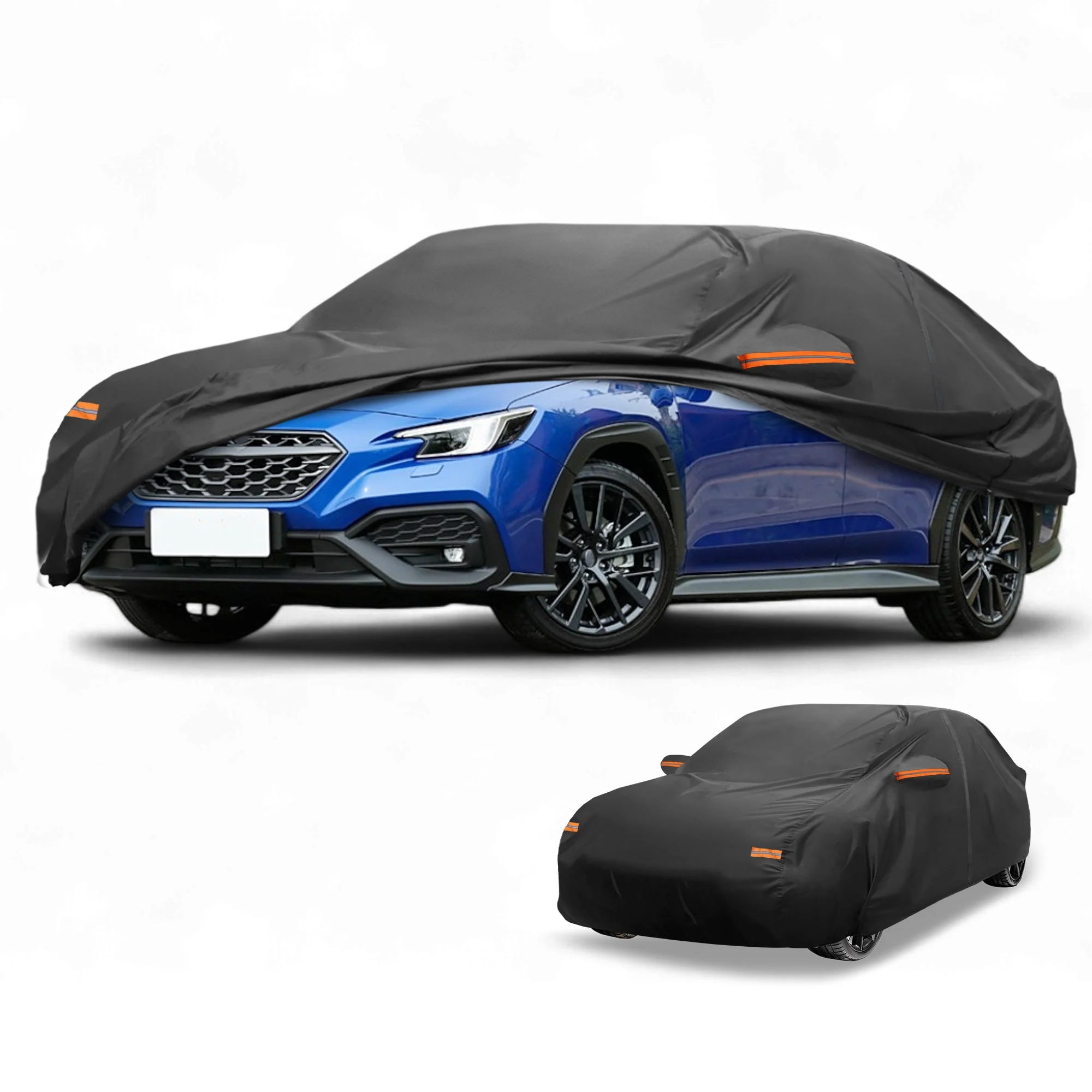 Car Cover Waterproof All Weather Sun Rain Protection Full Exterior Cover for Subaru WRX Sedan 190T-PU Black with Left Side Zippers