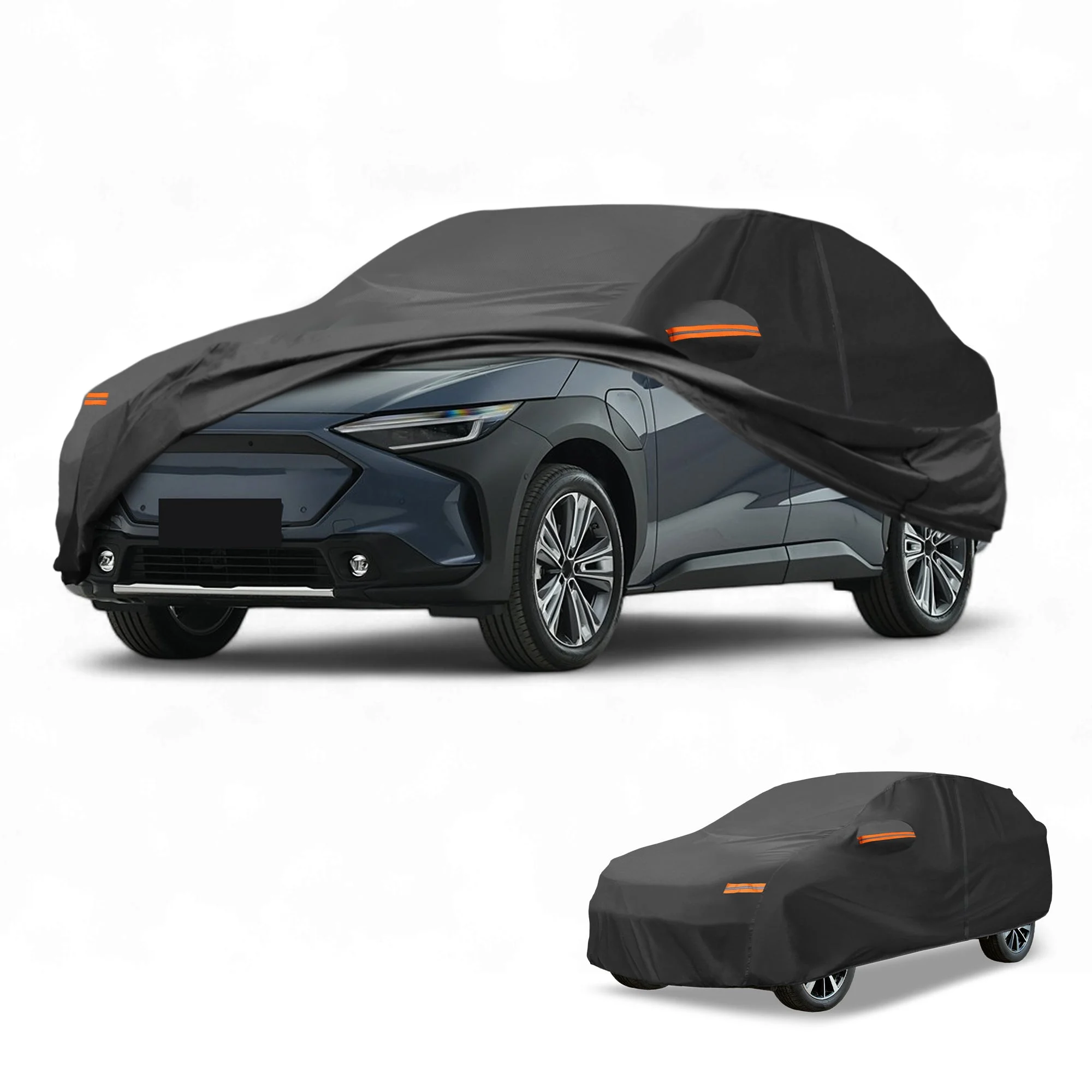 Car Cover Waterproof All Weather Sun Rain Protection Full Exterior Cover for Subaru Solterra 190T-PU Black with Left Side Zippers