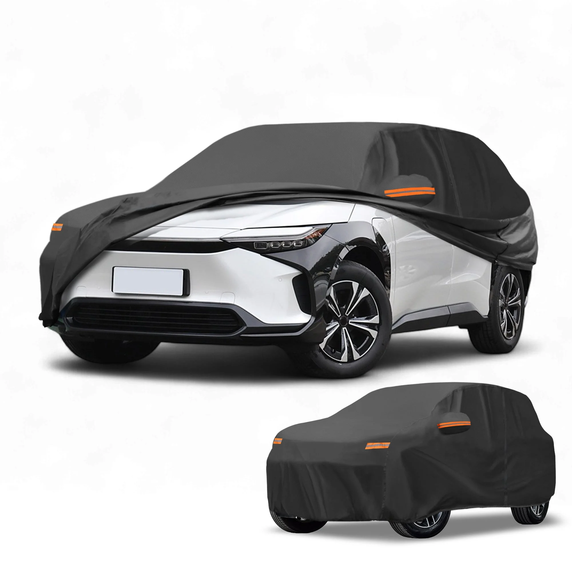 Car Cover Waterproof All Weather Sun Rain Protection Full Exterior Cover for Toyota BZ4X 190T-PU Black with Left Side Zippers