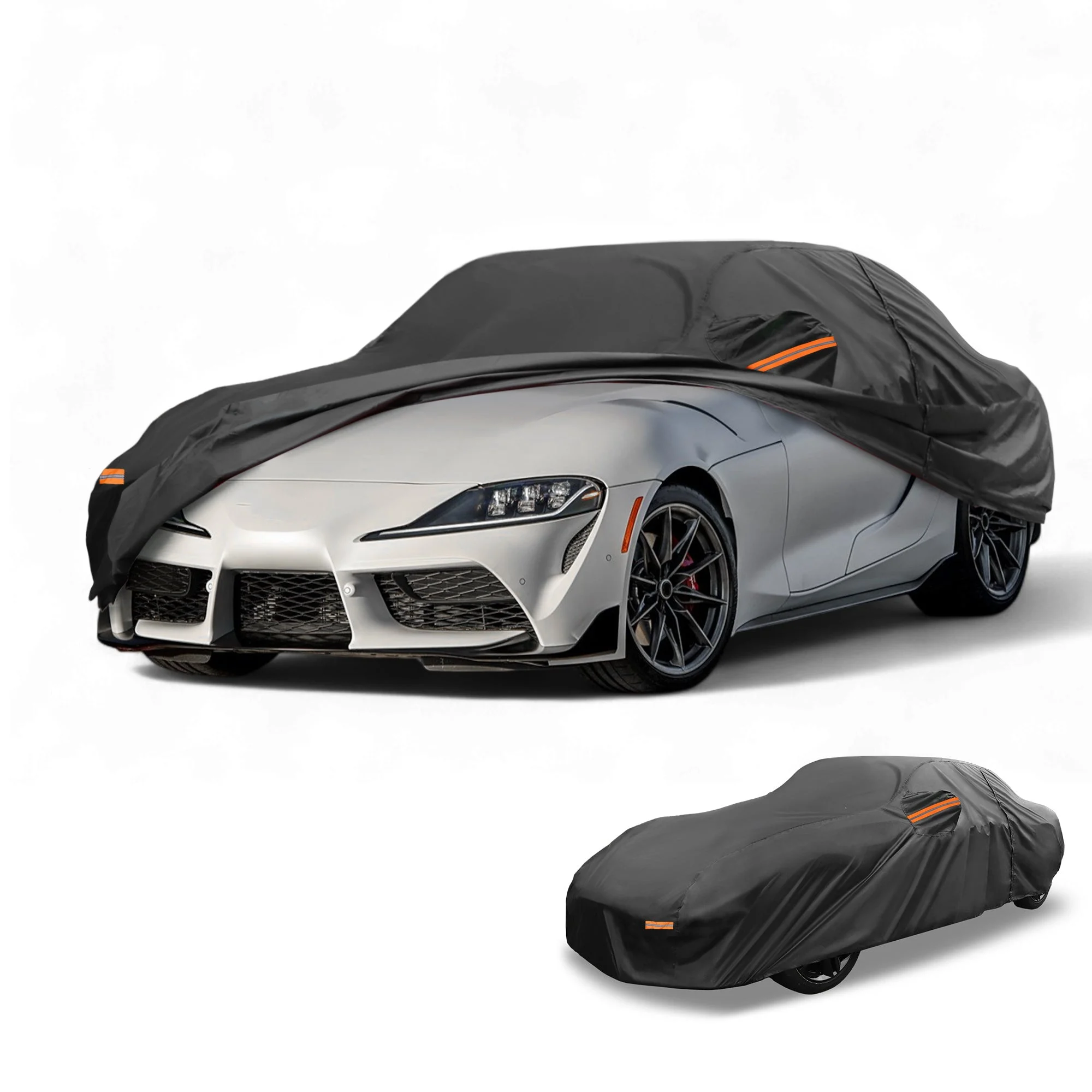 Car Cover All Weather for Toyota Supra Black 190T-PU with Left Zipper
