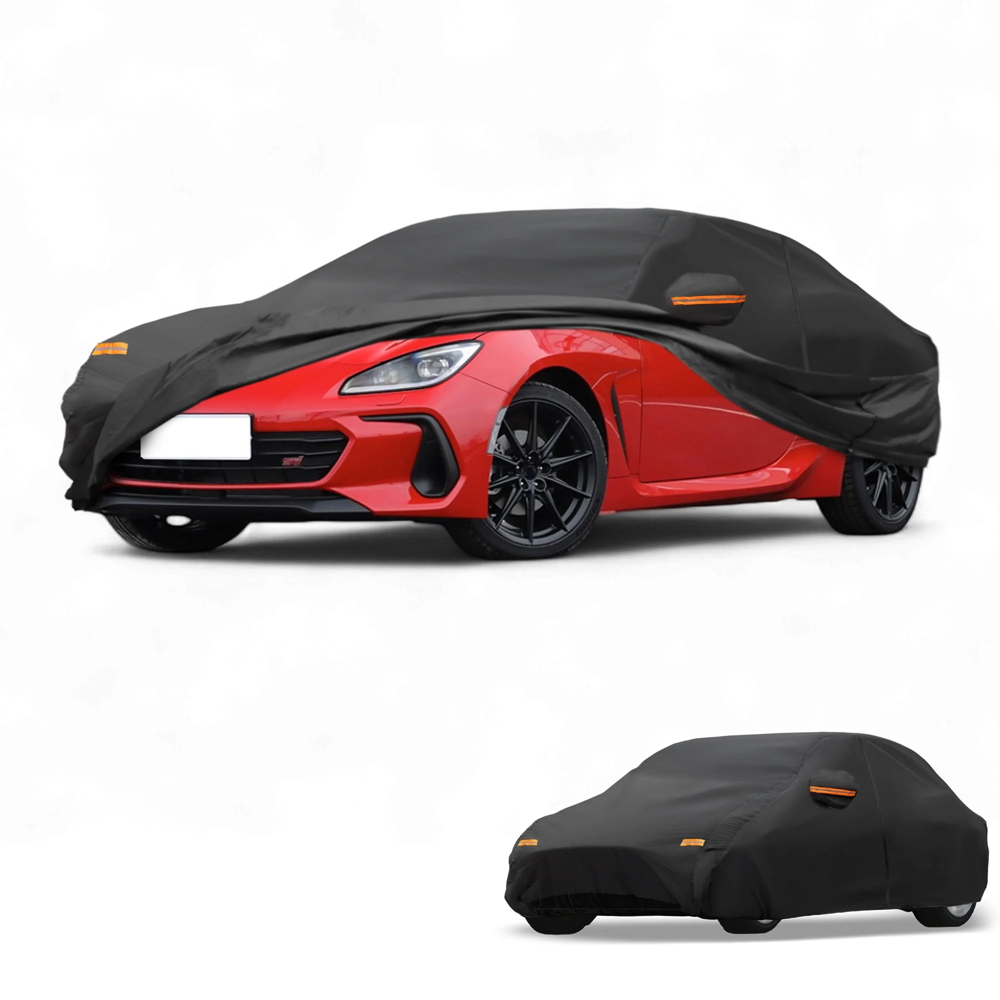 Car Cover Waterproof All Weather Sun Rain Protection Full Exterior Cover for Subaru BRZ 190T-PU Black with Left Side Zippers