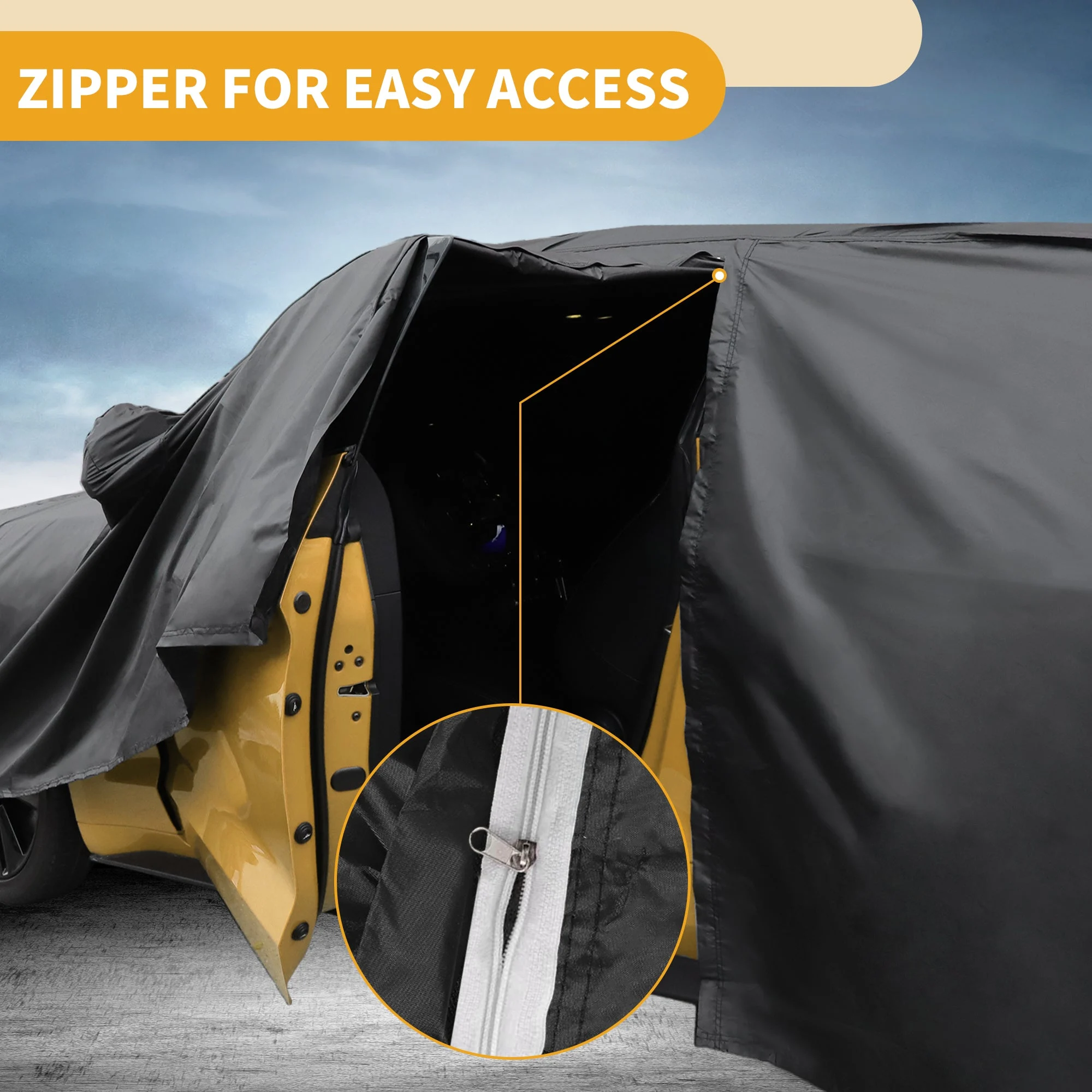 Car Cover Waterproof All Weather Sun Rain Protection Full Exterior Cover for Lexus RC 190T-PU Black with Left Side Zippers