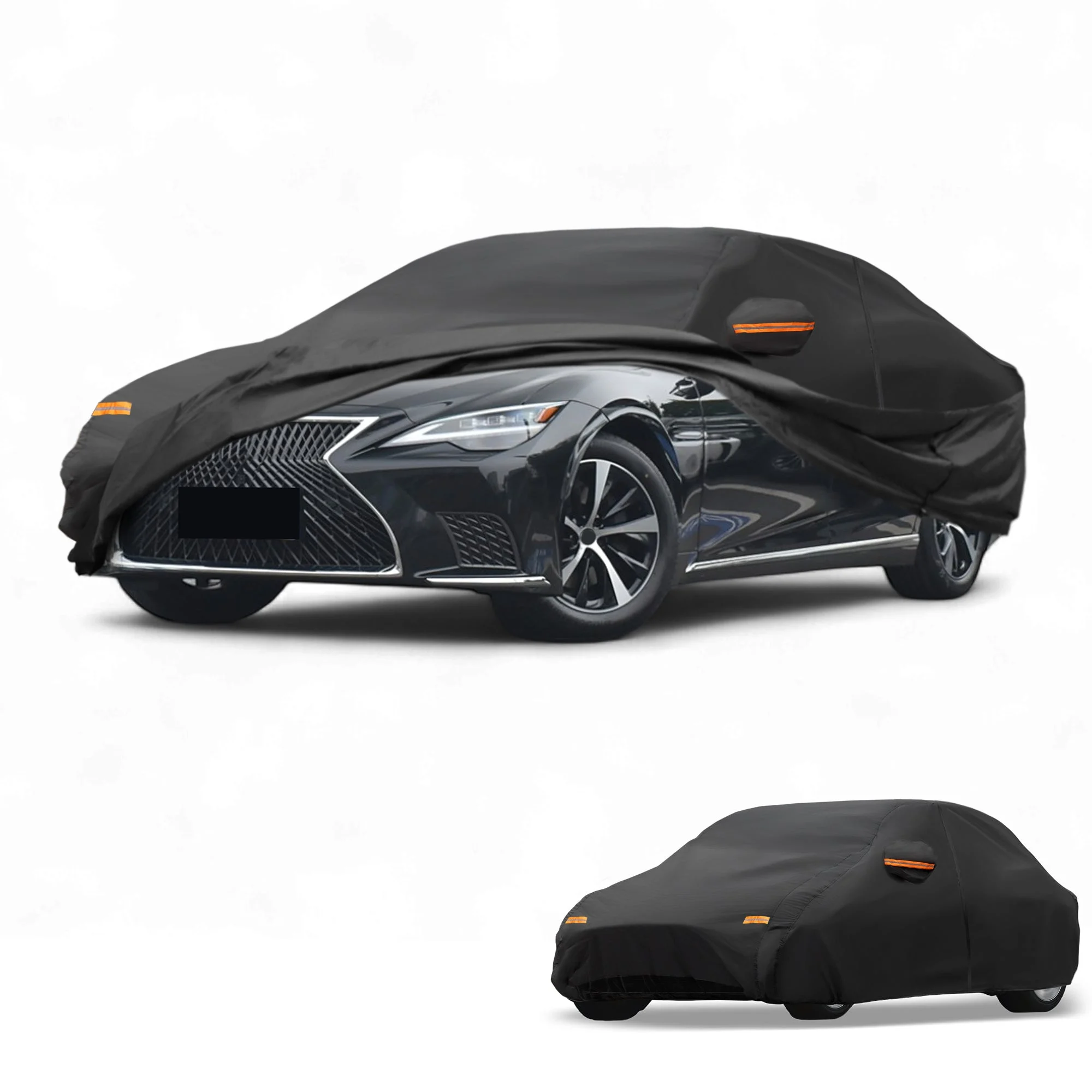 Car Cover All Weather for Lexus LS Sedan Black 190T-PU with Left Zipper