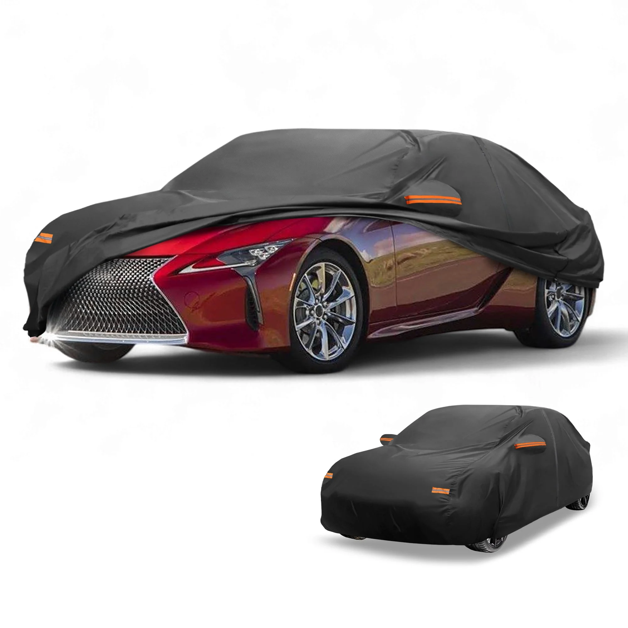 Car Cover Waterproof All Weather Sun Rain Protection Full Exterior Cover for Lexus LC 190T-PU Black with Left Side Zippers